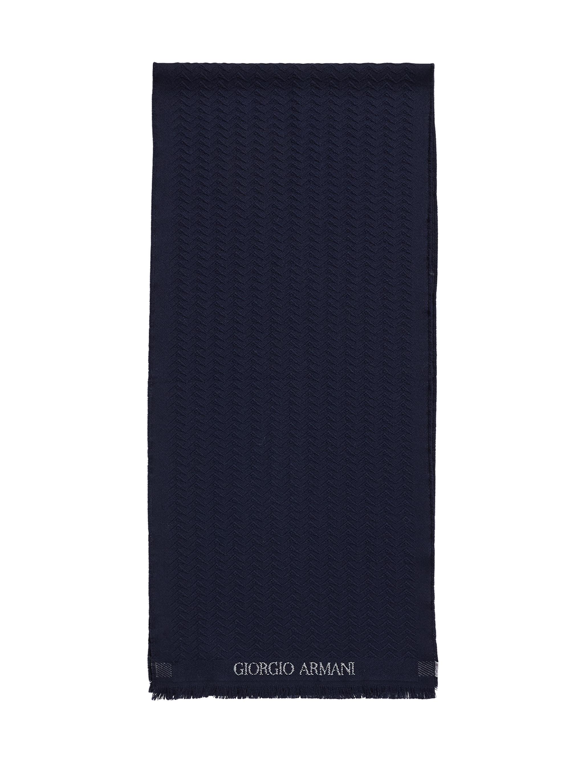 Giorgio Armani Men's Chevron Virgin-Wool Knit Scarf - Nero