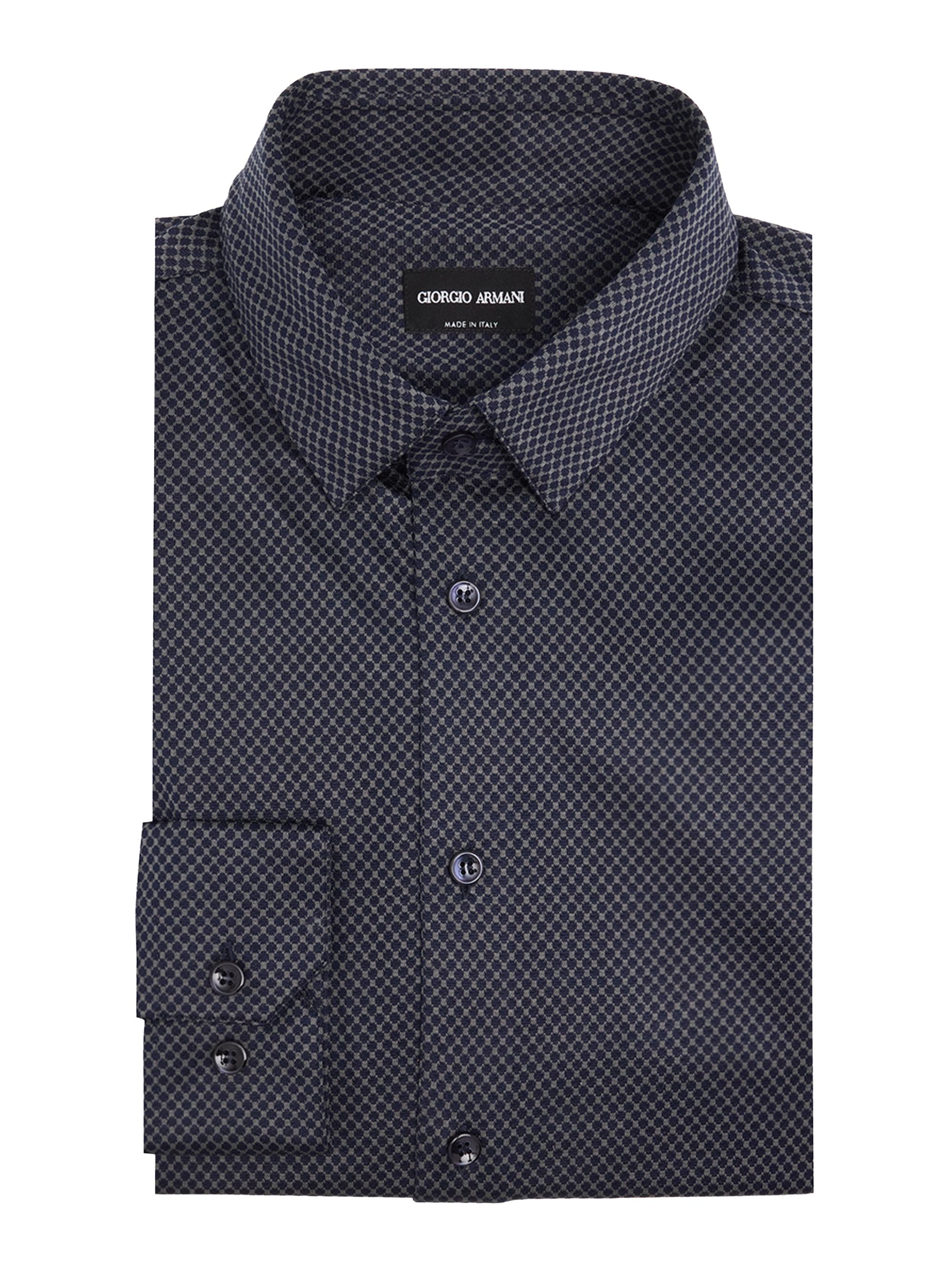 Giorgio Armani Men's Micro-Circle Point Collar Dress Shirt - Peacoat