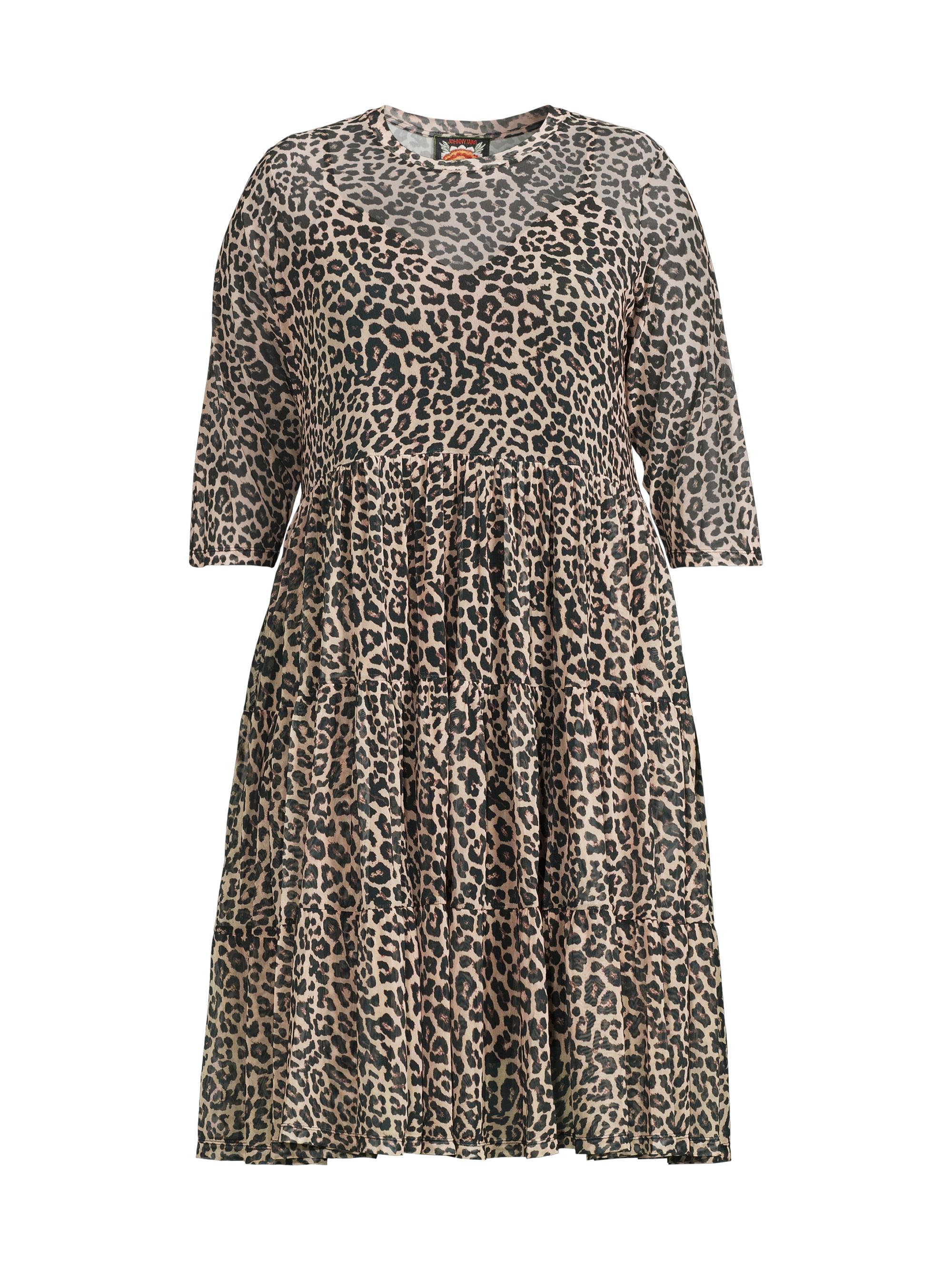 Johnny Was Women's Chesnut Leopard-Print Mesh Tiered Dress - Chestnut Leopard
