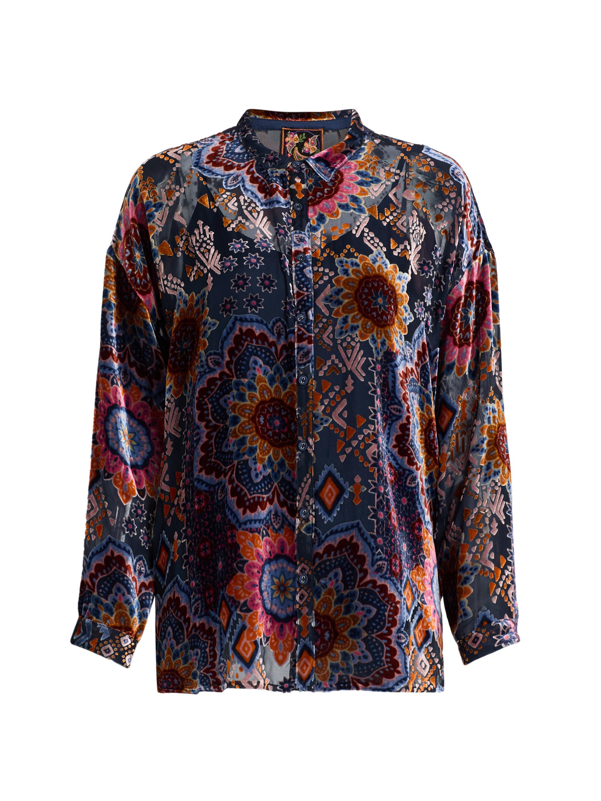 Johnny Was Women's Audrey Sisi Burnout Oversized Shirt - Sisi