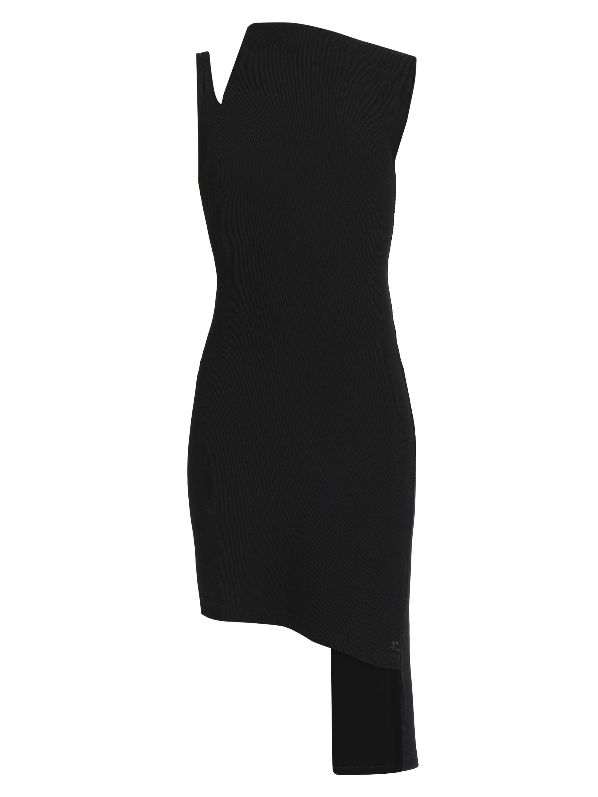 Courreges Women's Oblique Asymmetric Sheath Dress - Black