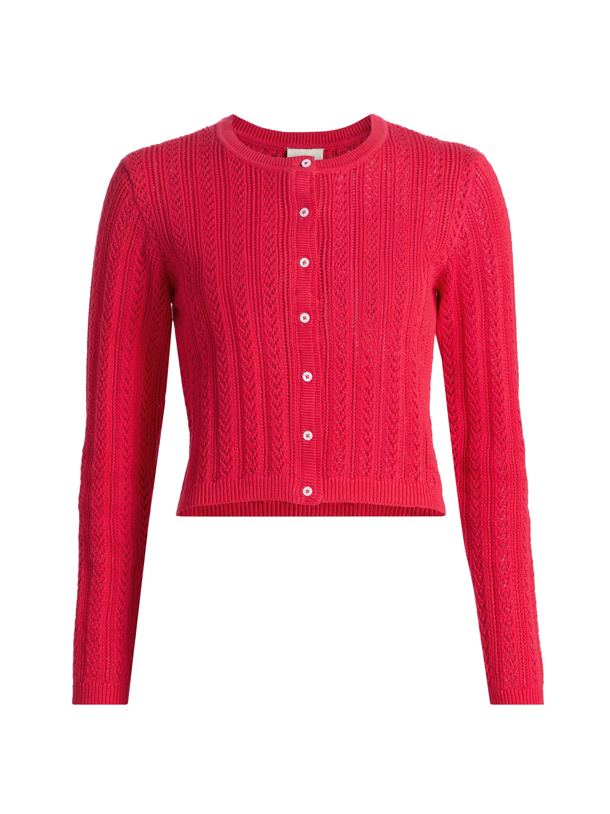 【HEUTE】Double Rib Cropped Knit Cardigan Cami NYC Ribbed Merino Wool Lace-Trim Crop Cardigan | Saks Fifth