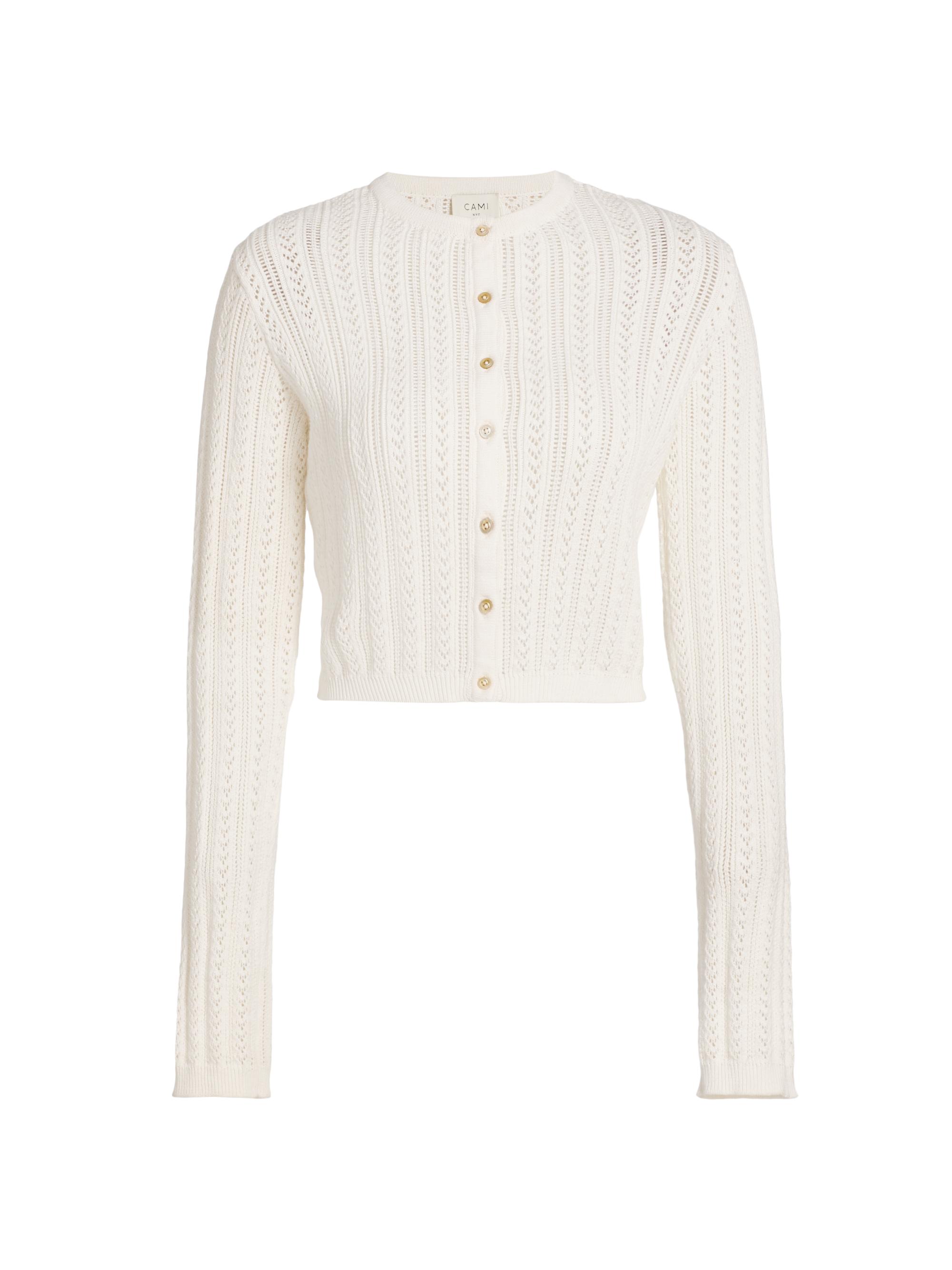 Cami NYC Dresden Cotton Pointelle-Knit Crop Cardigan Saks Fifth