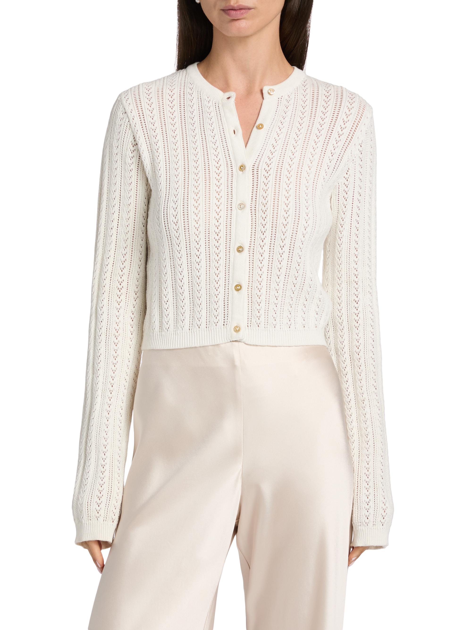 Cami NYC Dresden Cotton Pointelle-Knit Crop Cardigan | Saks Fifth