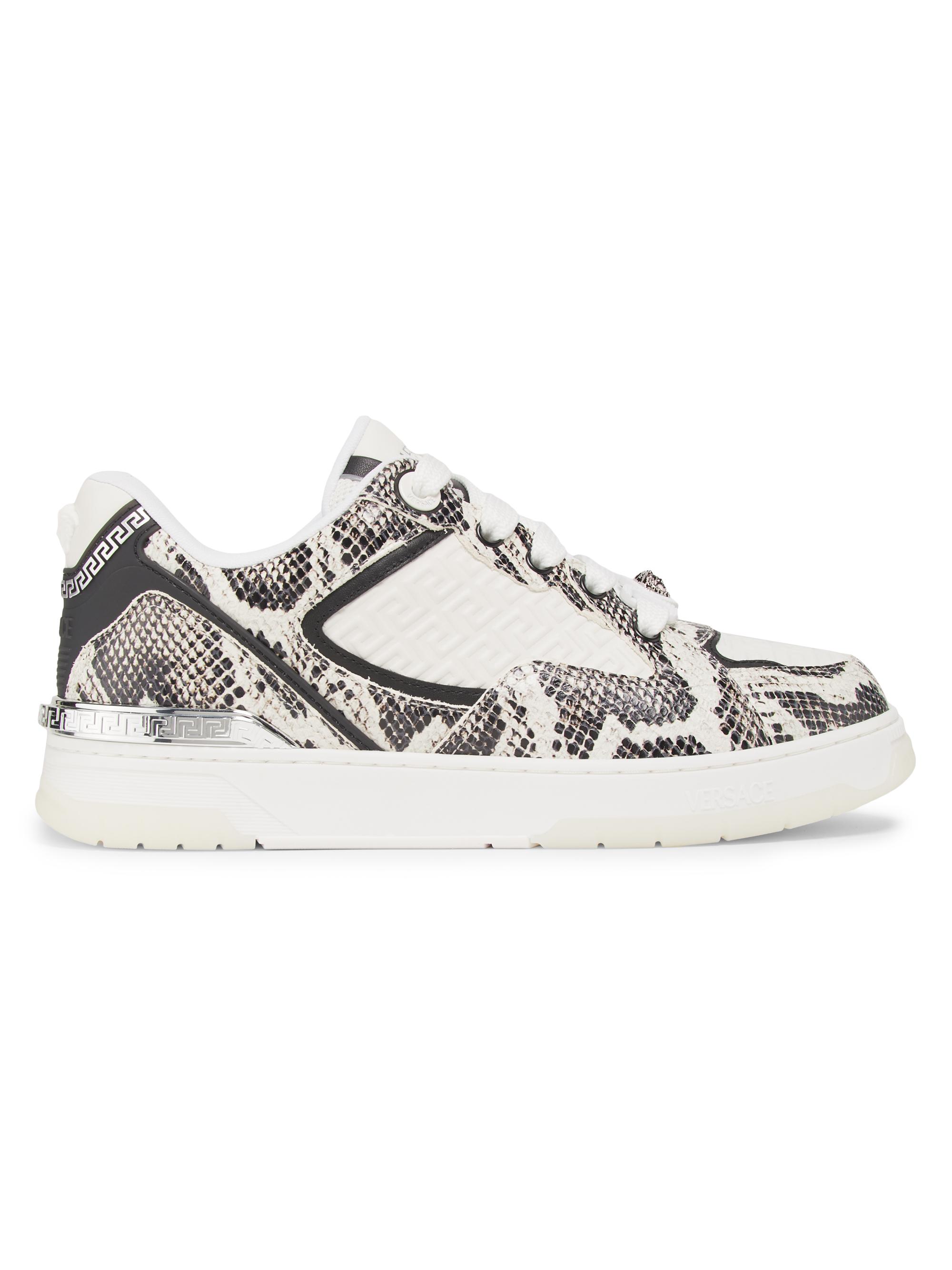 Versace Men's Python Print Leather Low-Top Sneakers - White Black Palladium