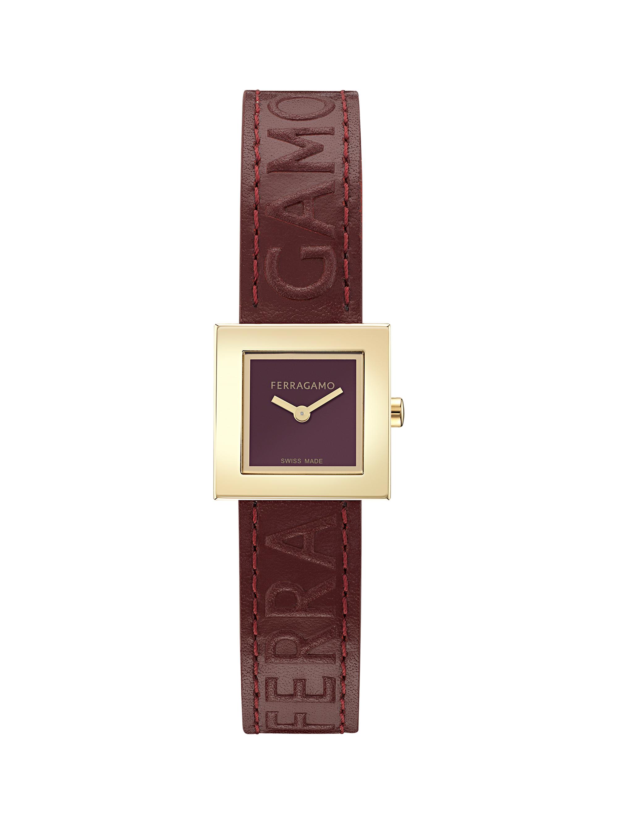 FERRAGAMO Women's  Portrait Stainless Steel or Yellow Goldtone & Leather Strap Watch/20MM - Yellow Gold