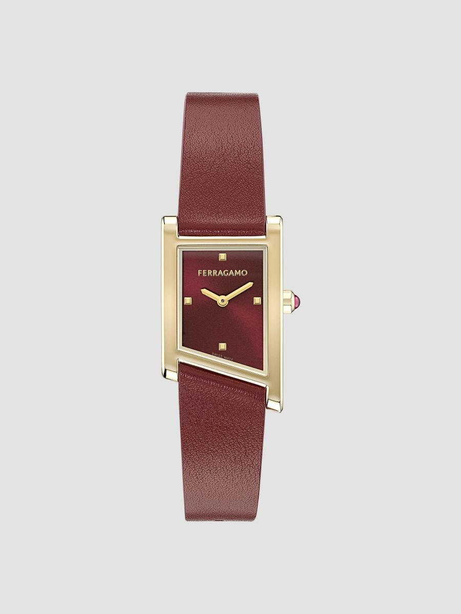 Salvatore Ferragamo 腕時計 レザーバンド　パープル FERRAGAMO Ferragamo Asymetrique IP Gold & Leather Strap