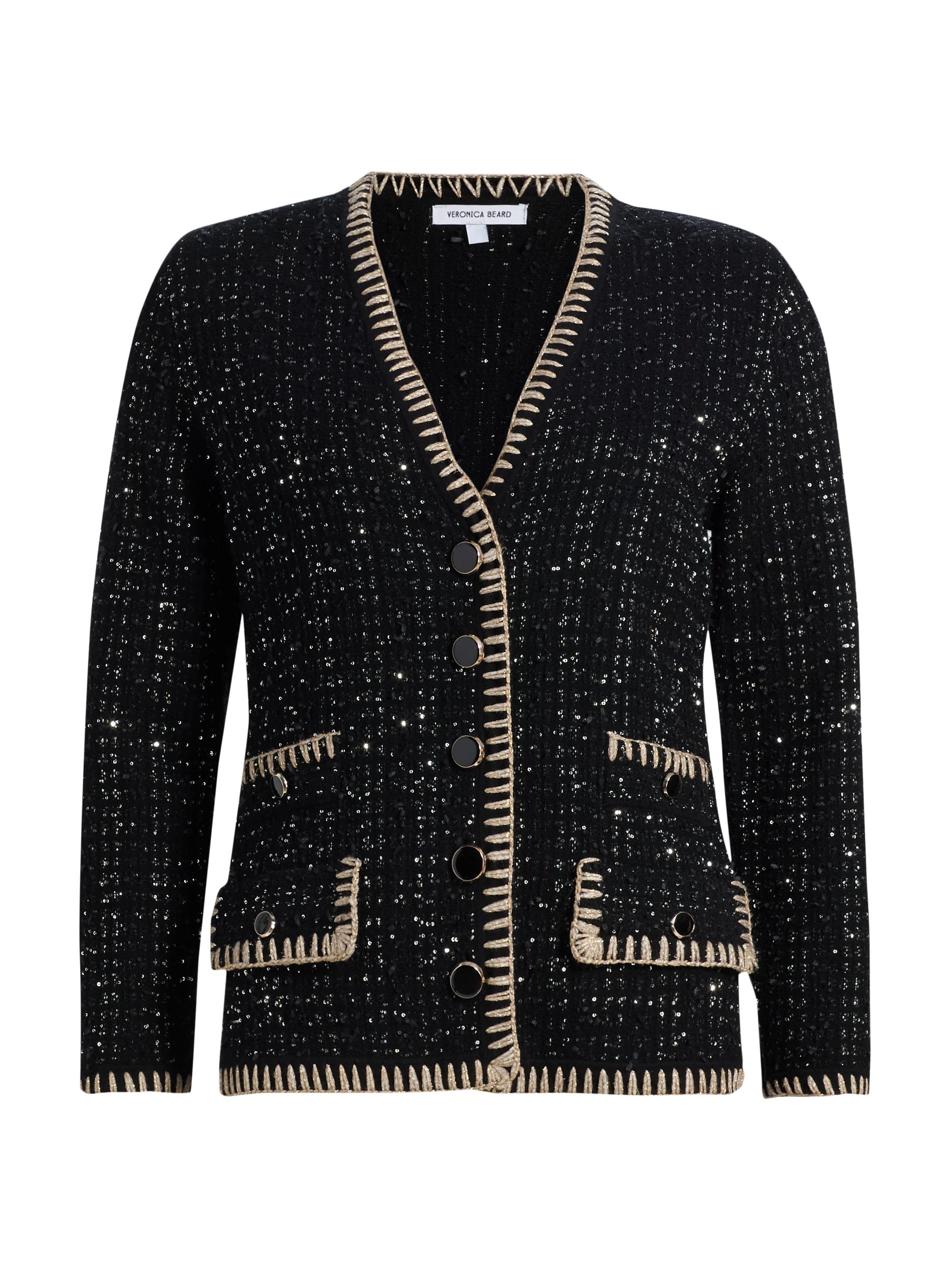 Veronica Beard Women's Ceriani Sequined Metallic Knit Jacket - Black