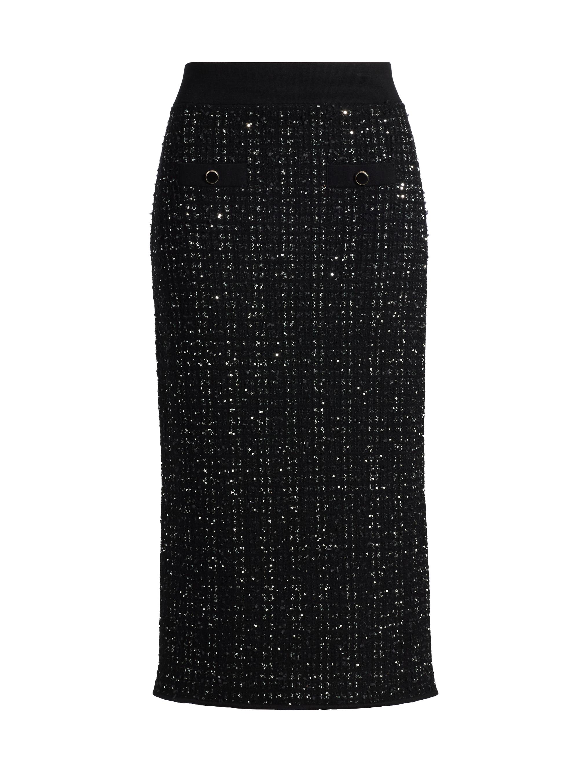 Veronica Beard Women's Corbin Sequined Knit Pencil Skirt - Black