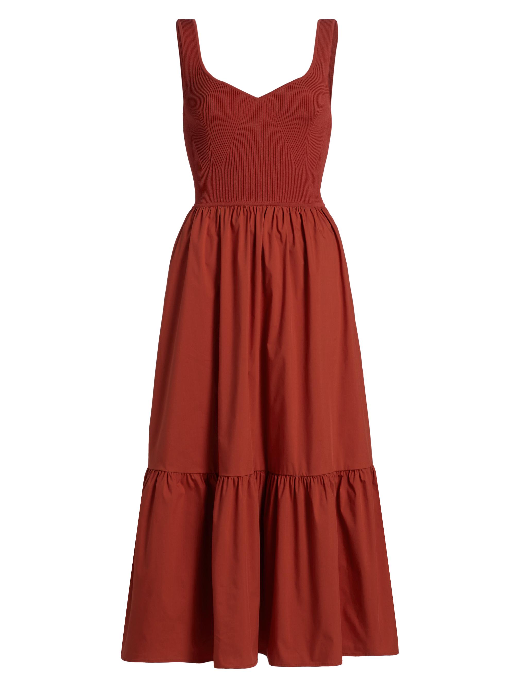 Tanya Taylor Women's Alfred Knit Sleeveless Tiered Midi-Dress - Brick