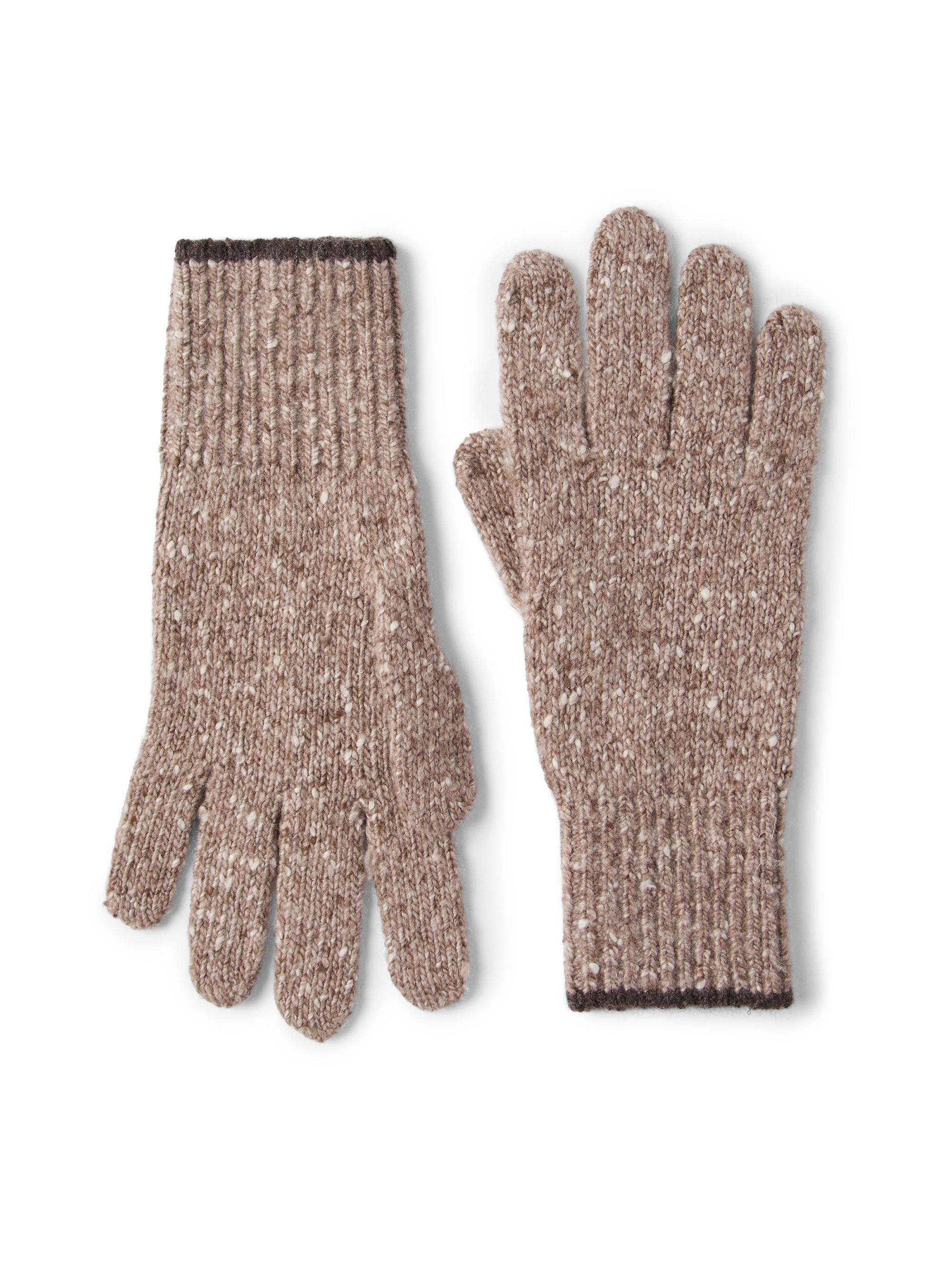 Brunello Cucinelli Men's Flecked Cashmere Knit Gloves - Hazelnut