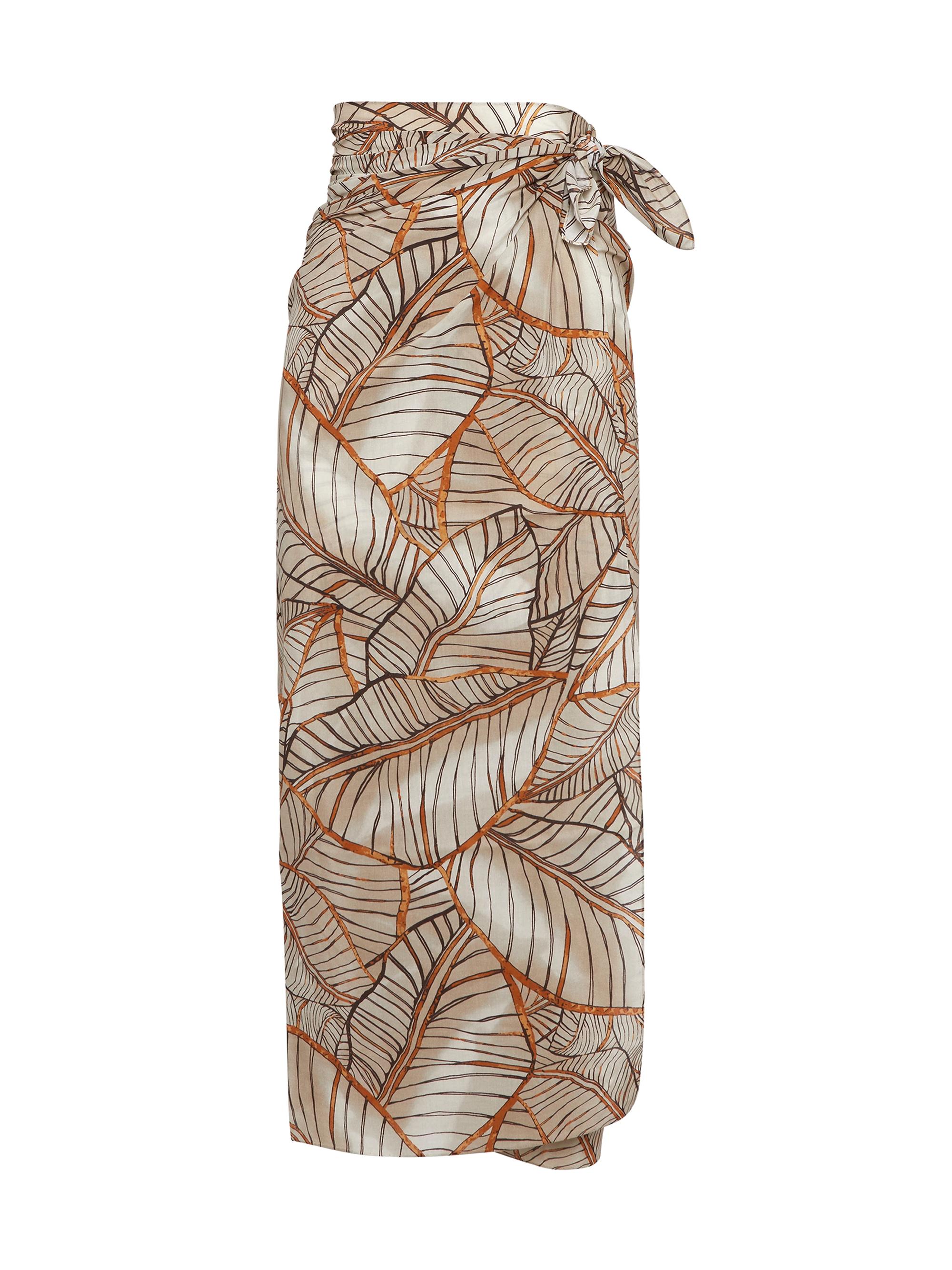 Brunello Cucinelli Women's Cotton and Silk Papyrus Print Organza Pareo - Brown