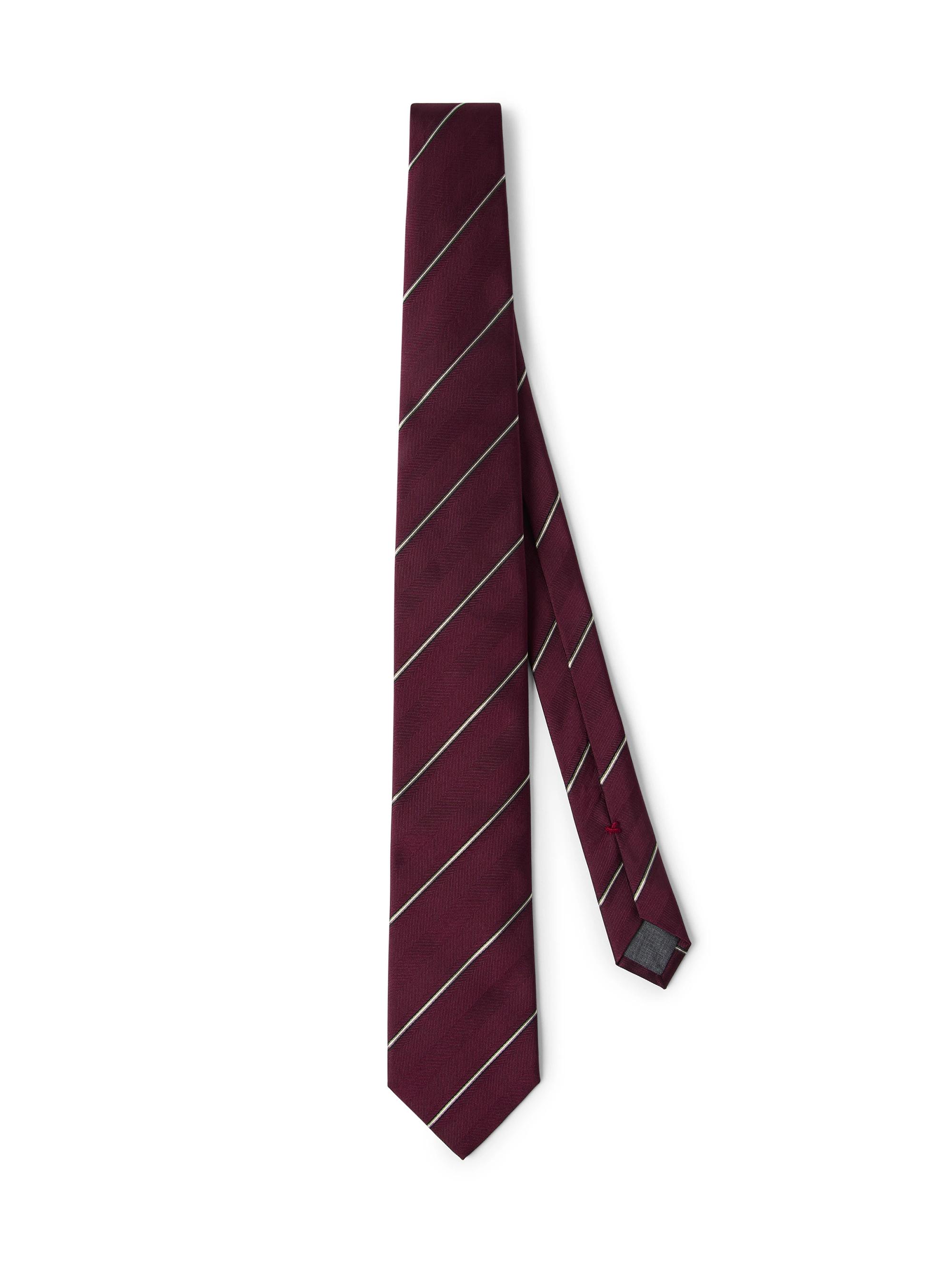 Brunello Cucinelli Men's Regimental Stripe Silk Tie - Amaranth Red