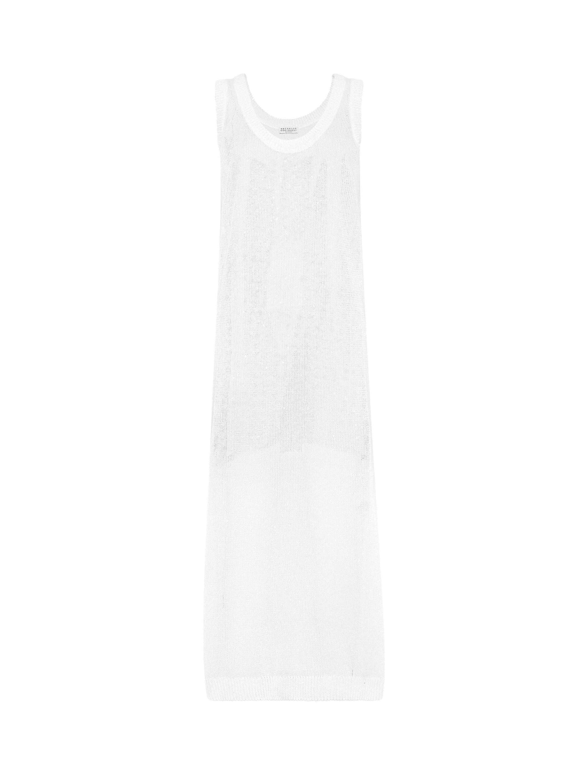 Brunello Cucinelli Women's Linen and Silk Diamond Yarn Knit Dress - White