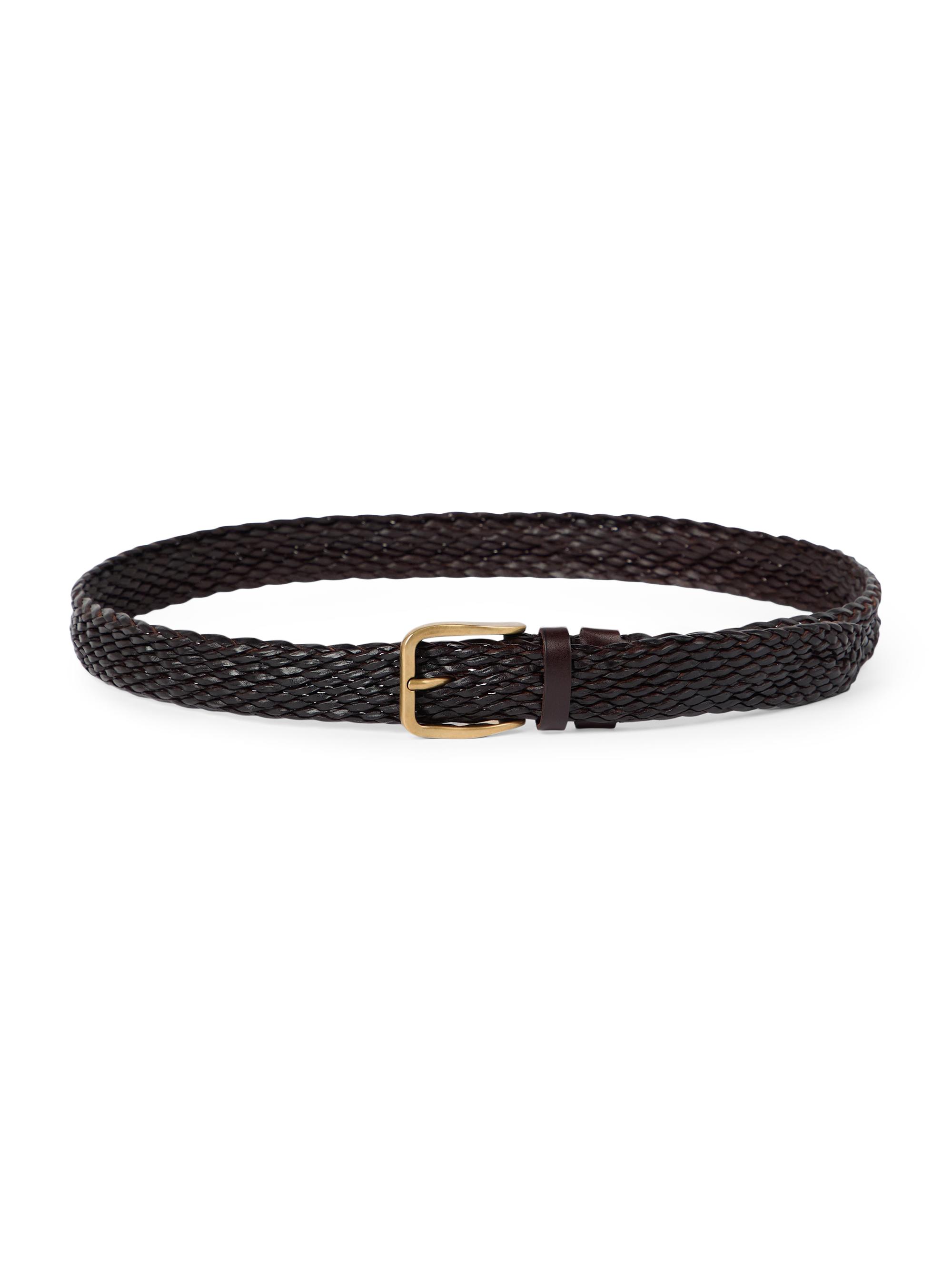 Brunello Cucinelli Men's Braided Calfskin Belt - Dark Brown