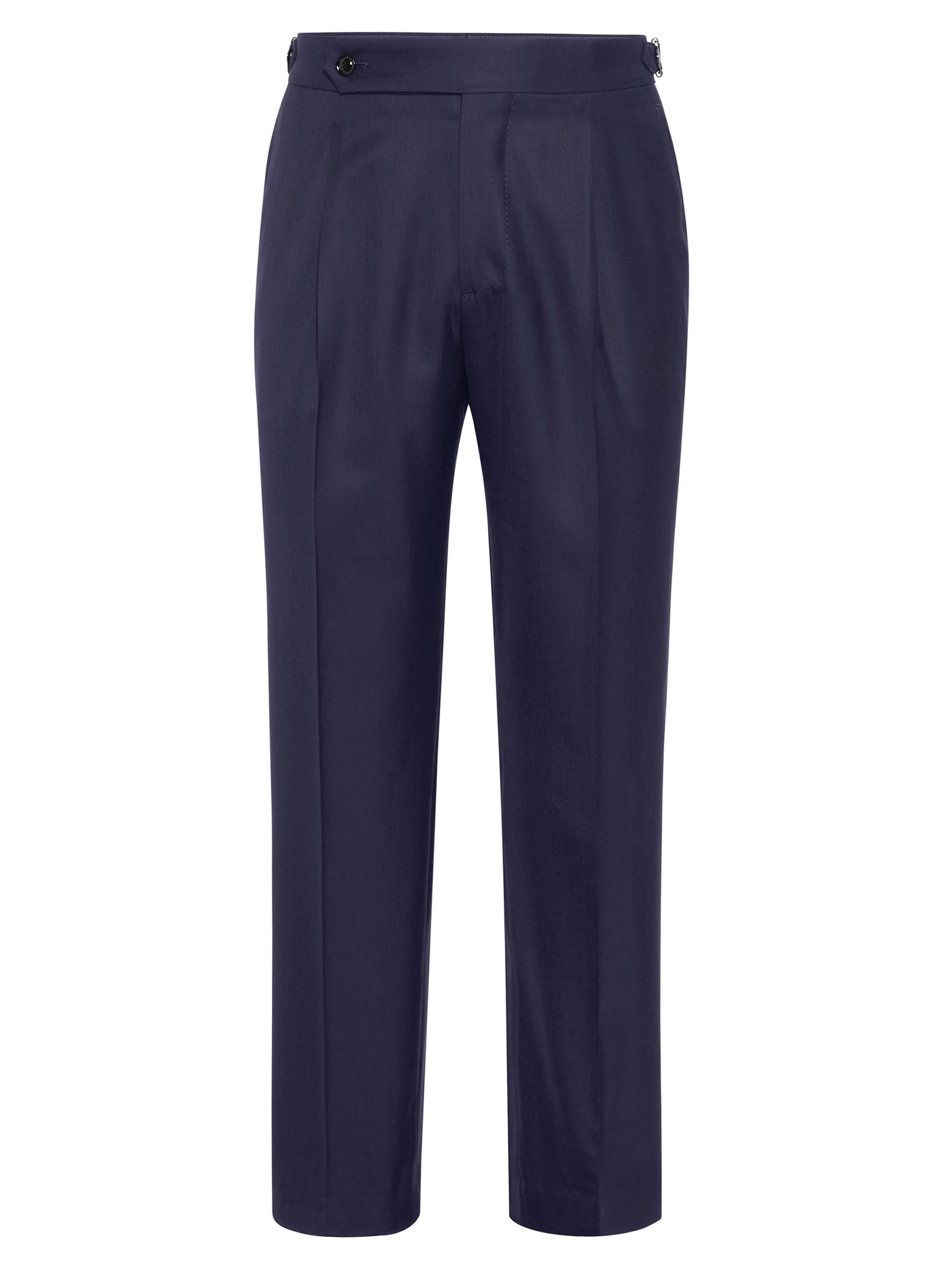 Brunello Cucinelli Men's Lightweight Virgin Wool and Silk Twill Tuxedo Trousers - Navy Blue