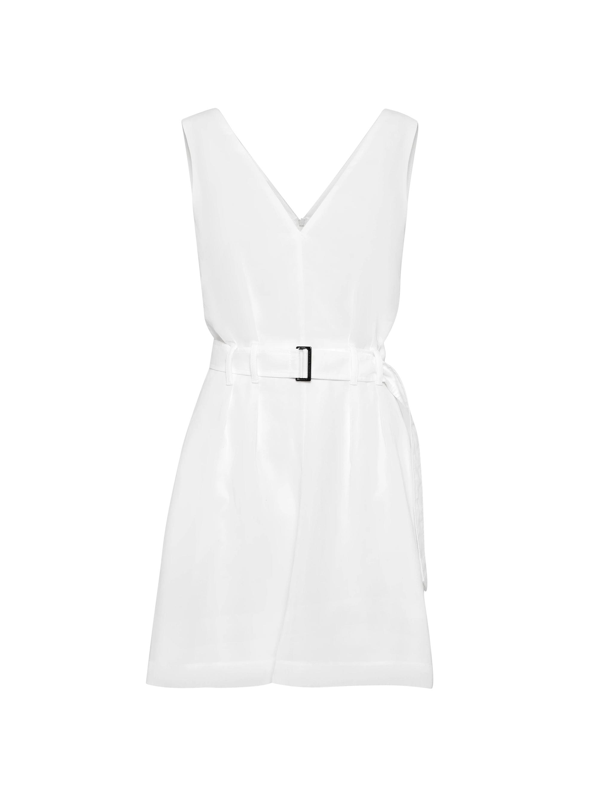 Brunello Cucinelli Women's Cotton Organza Mini Dress with Belt - White