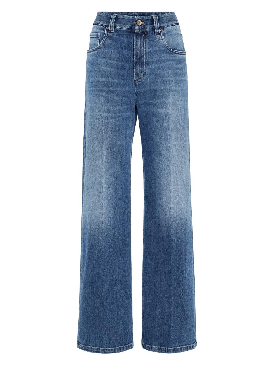 パンツ BRUNELLO CUCINELLI Authentic Denim Loose Trousers with Shiny Brunello Cucinelli Comfort Cotton Denim Contemporary Loose