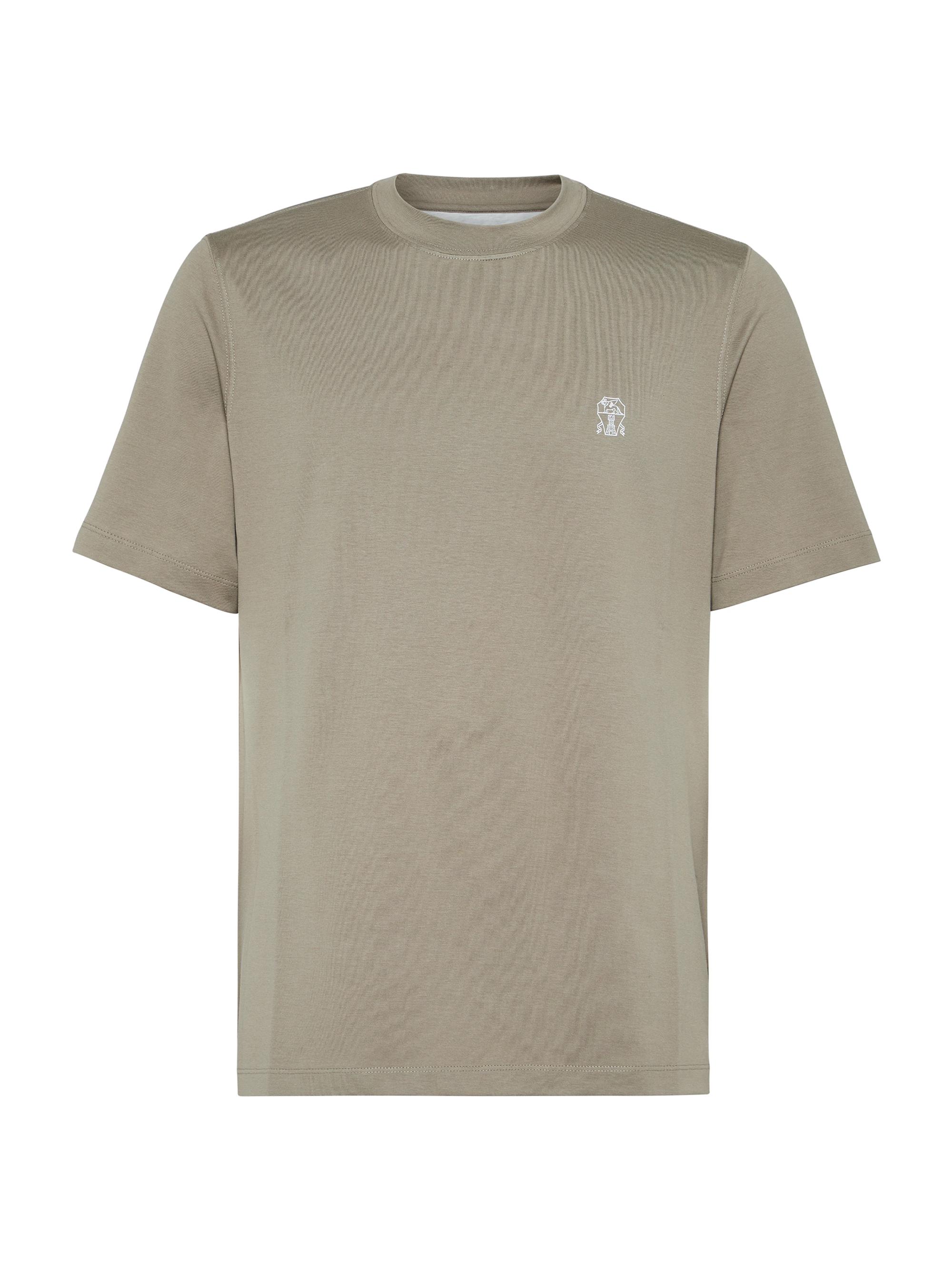 Brunello Cucinelli Men's Cotton Jersey Crewneck T-Shirt with Logo - Sage