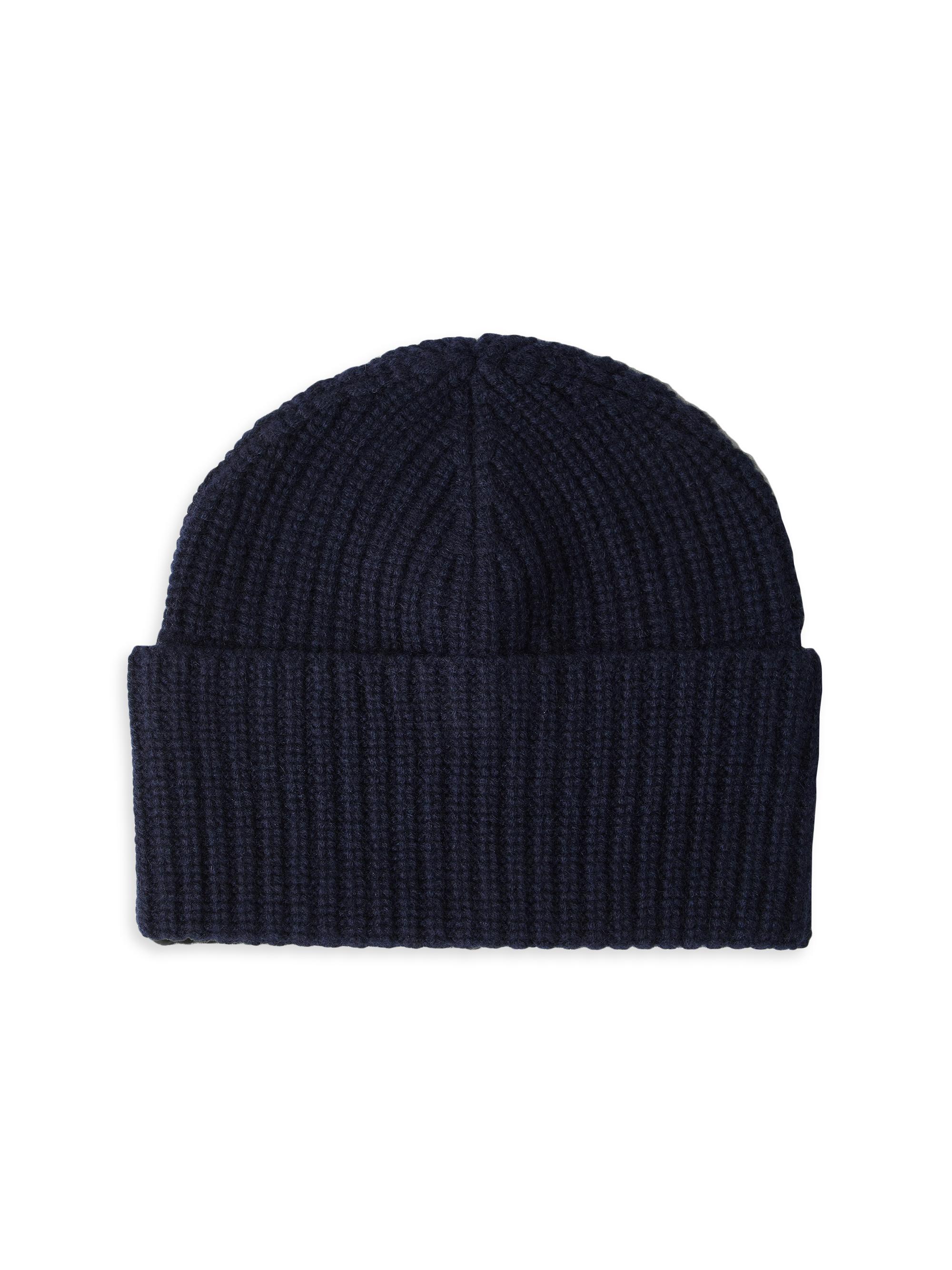Brunello Cucinelli Men's Cashmere English Rib Knit Beanie - Navy Blue