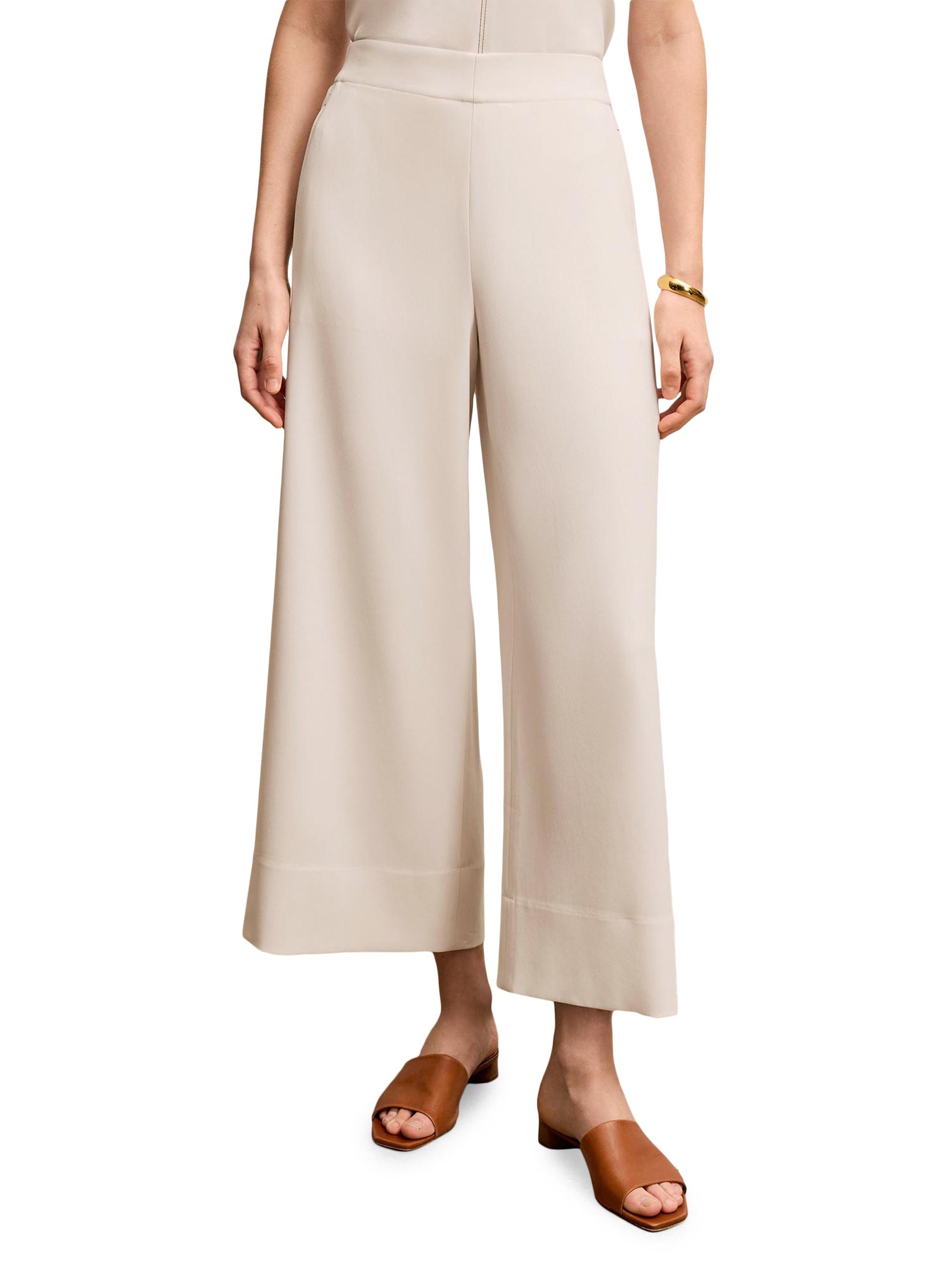 M.M.LaFleur Women's Elena Culotte Everyday Crepe with Topstitch Trousers - Eggshell