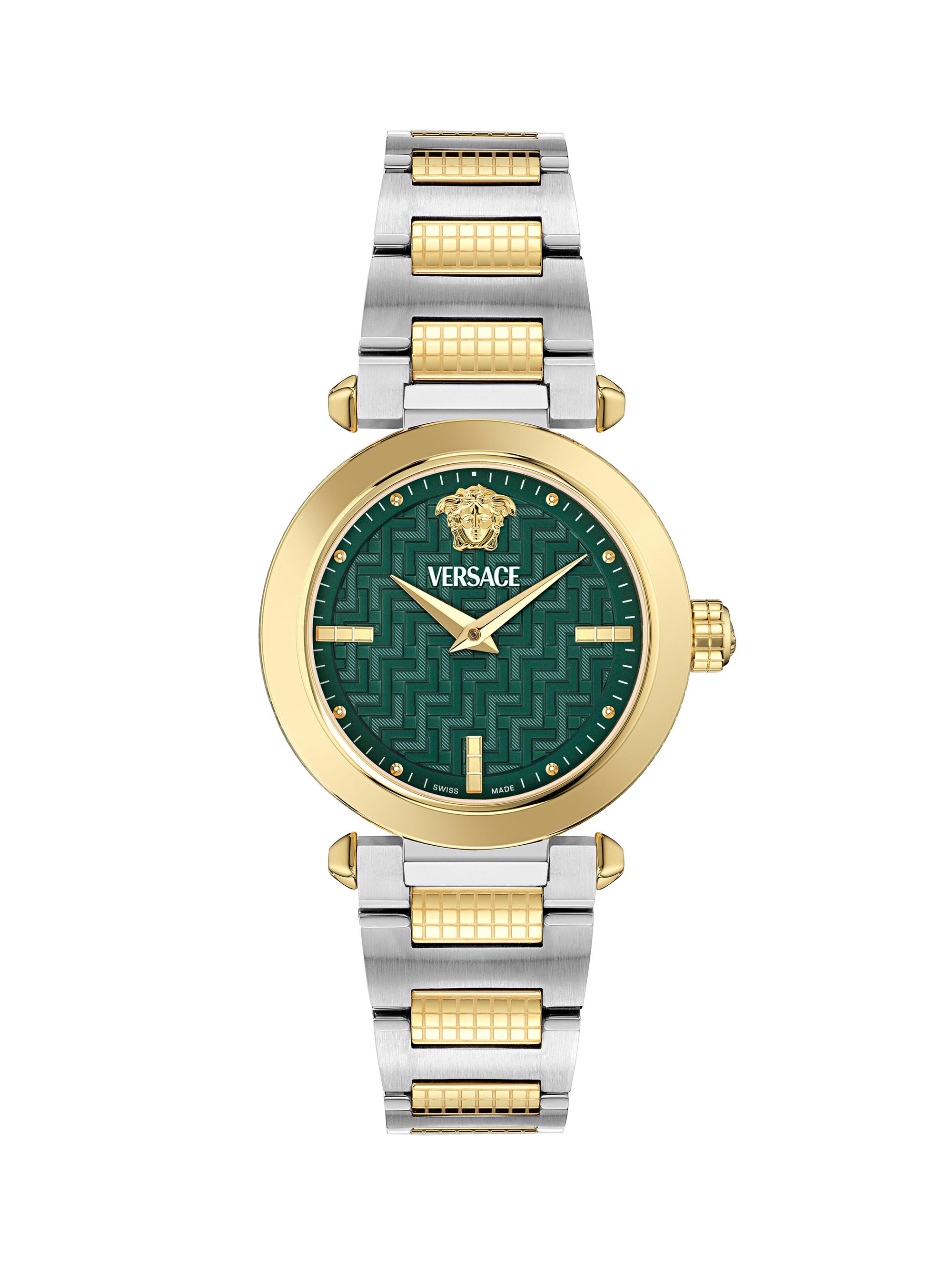 Versace Women's  Greek Two-Tone Stainless Steel/35MM - Two Tone Green