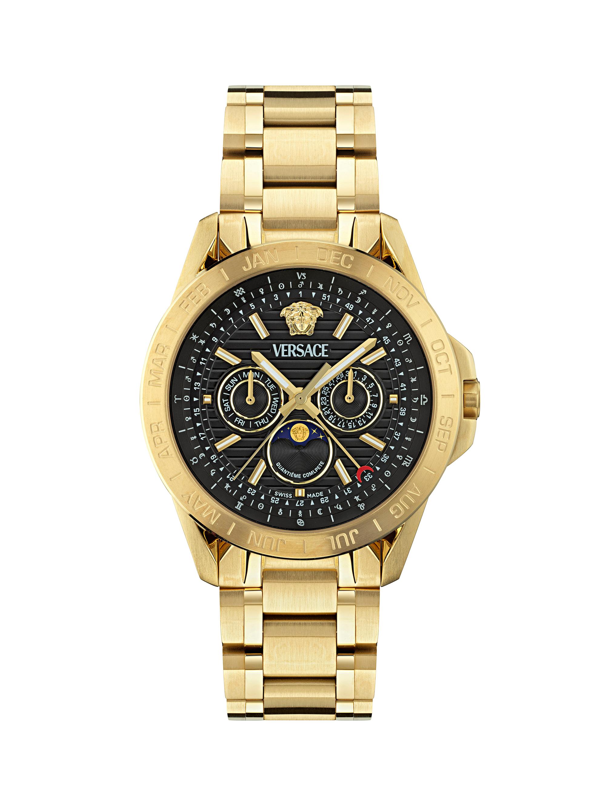 Versace Men's V-Galaxy Moonphase Goldtone Bracelet Watch/43MM - Yellow Gold