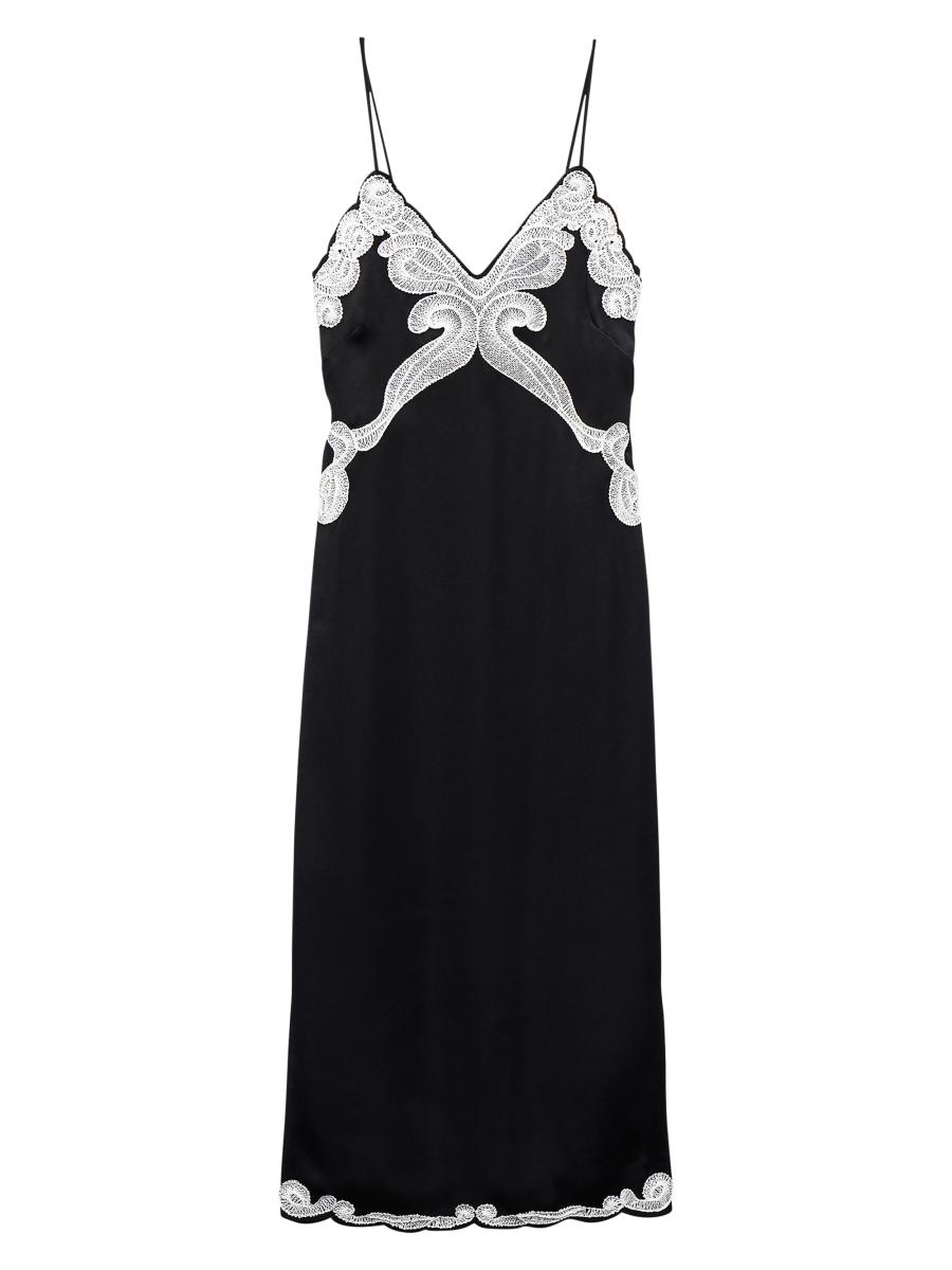 Rag & Bone Women's Ann Embroidered Slip Midi-dress In Black