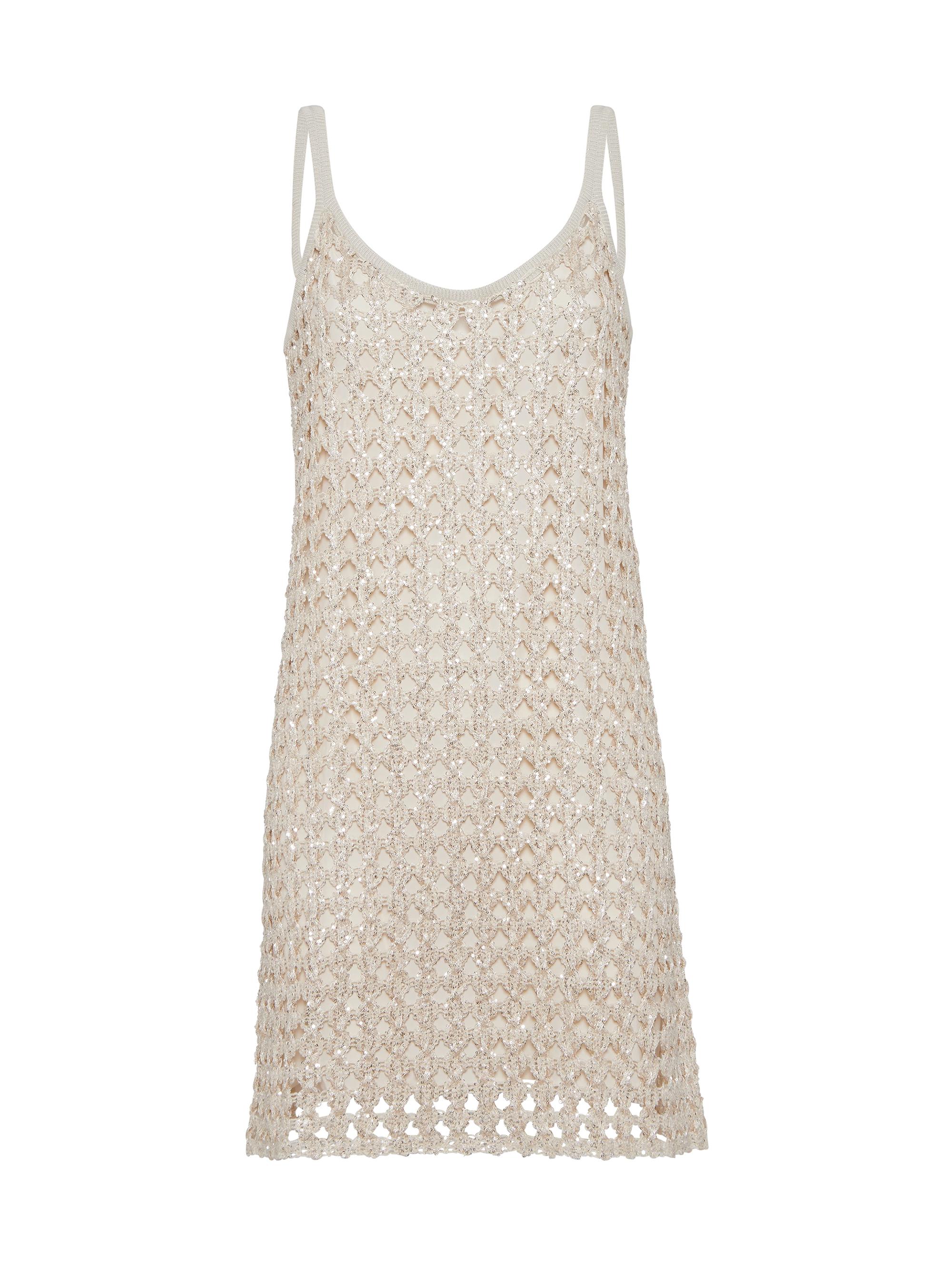 Brunello Cucinelli Women's Dazzling Zellige Embroidery Knit Mini Dress - Milk
