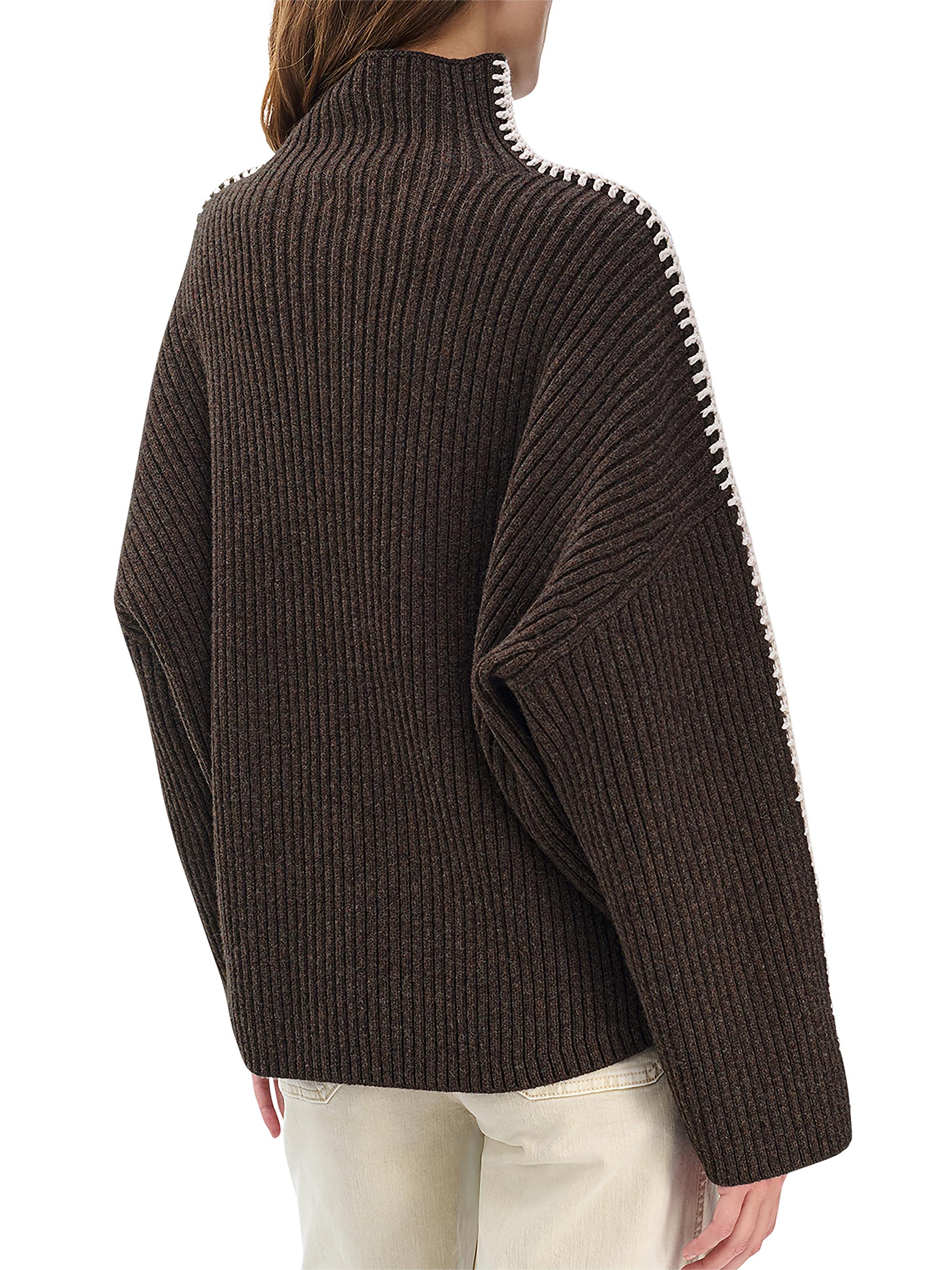 rag & bone Ingrid Wool Leather-Trim Turtleneck Sweater | Saks