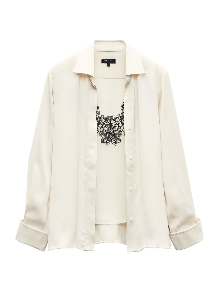 Rag & Bone Women's Venus Popover Blouse In White