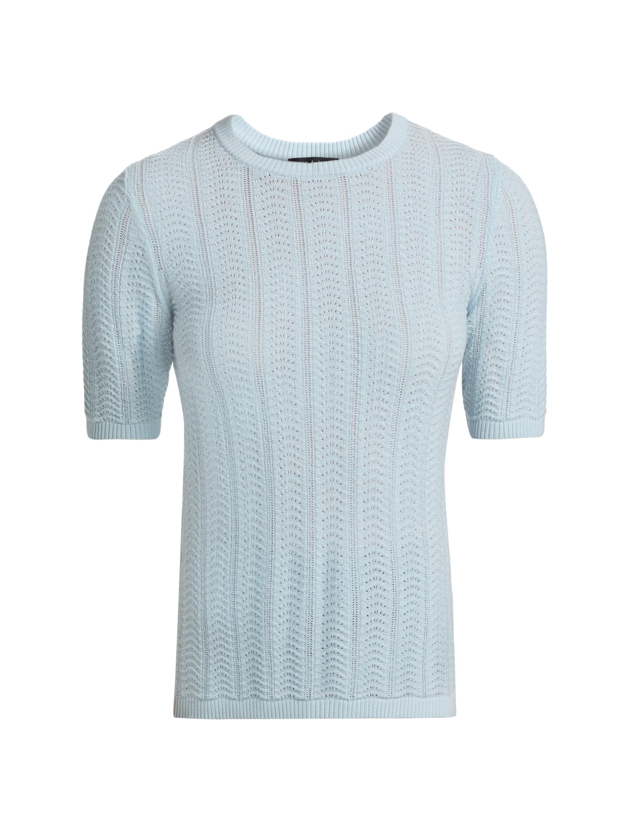 rag & bone Women's Francesca Merino Wool Short-Sleeve Sweater - Sky Blue
