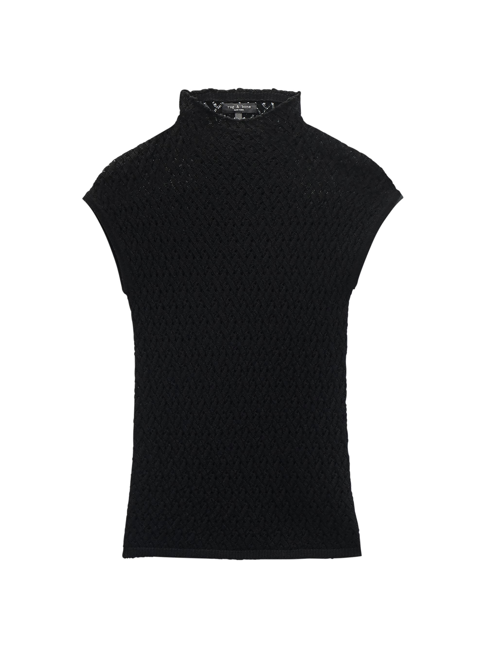 rag & bone Women's Tana Merino Wool Cap-Sleeve Sweater - Black