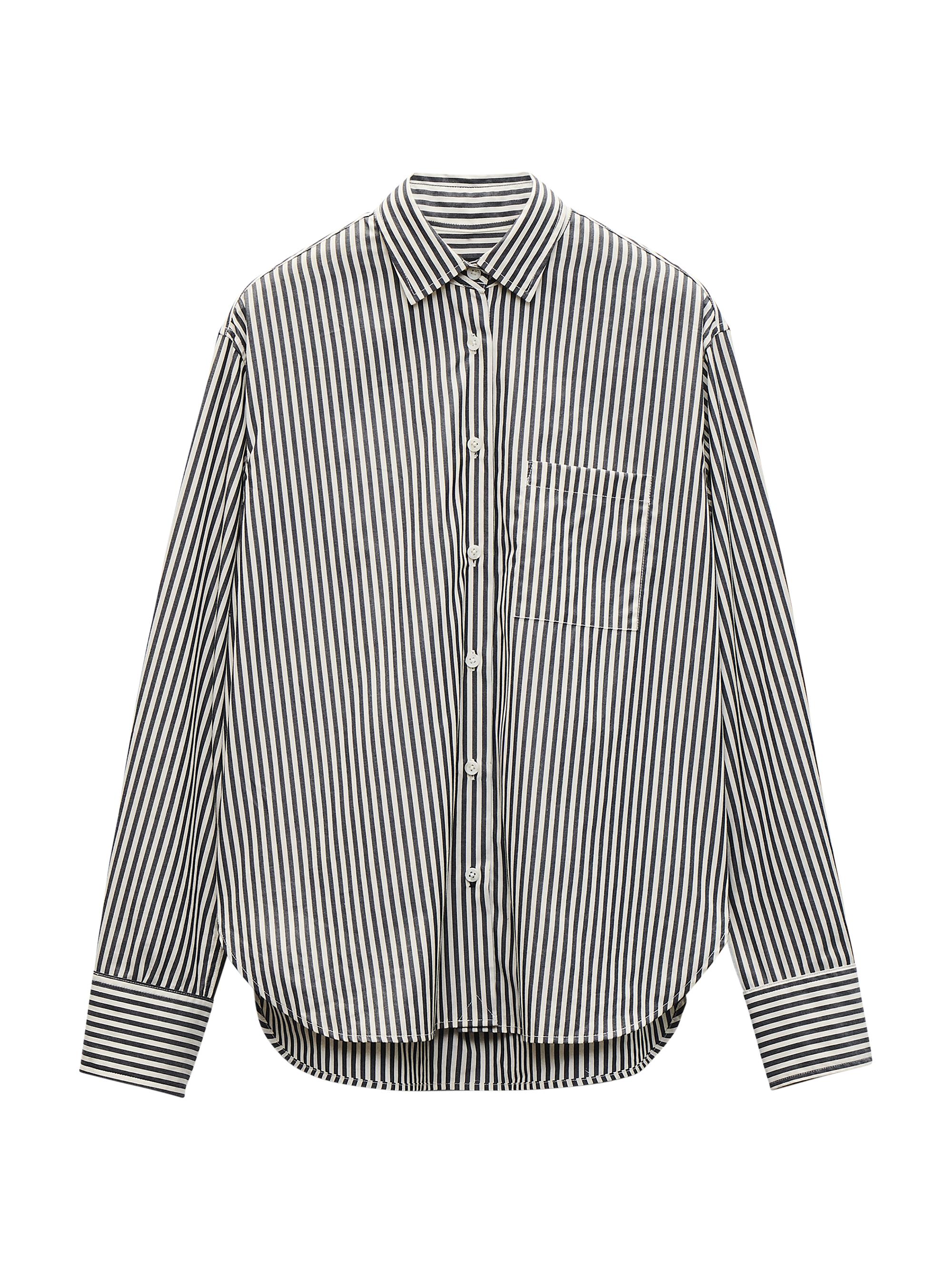 rag & bone Women's Connie Cotton Striped Shirt - Black Stripe