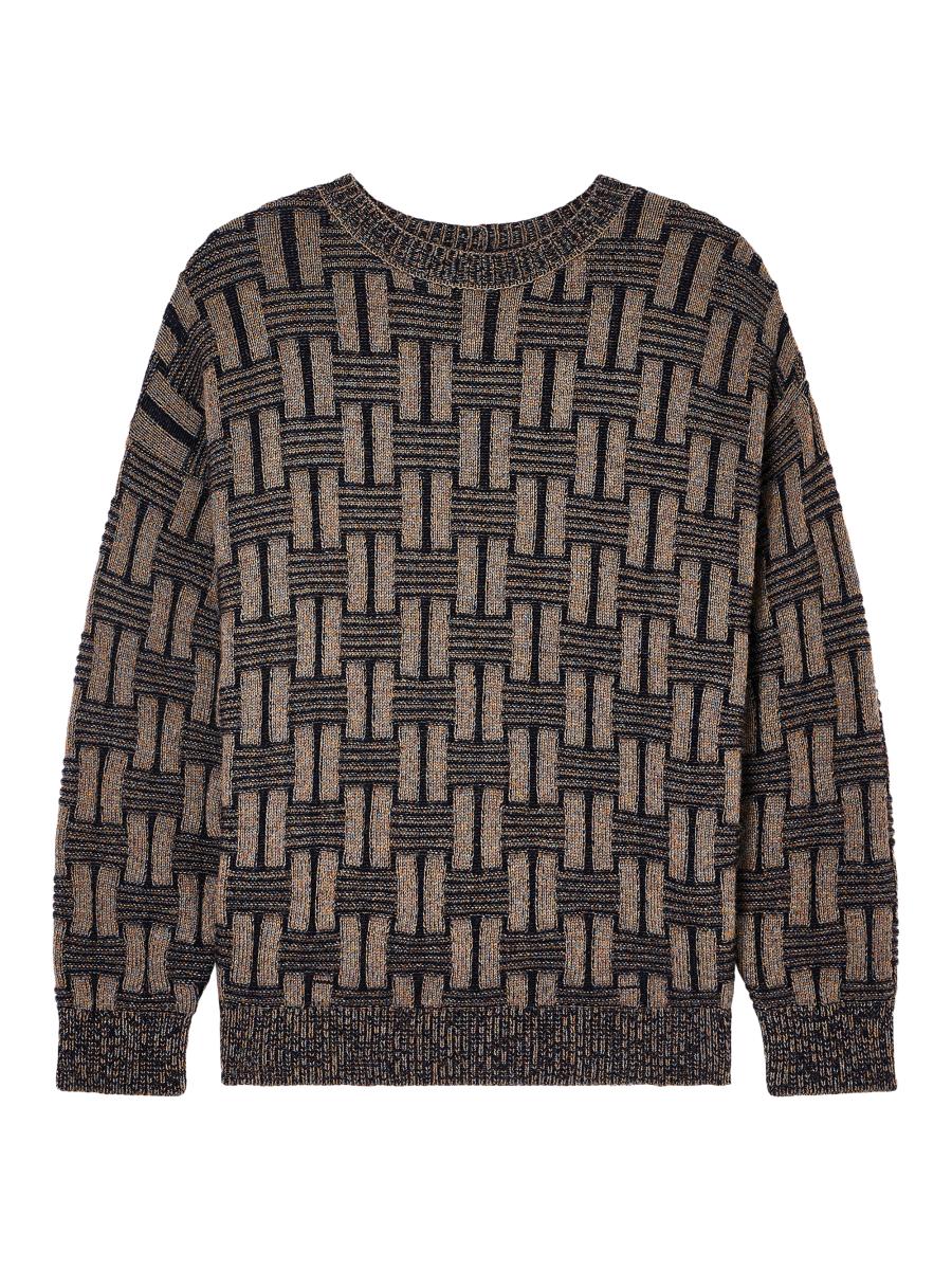 GIORGIO ARMANI 90s キャメル アルパカ クルーネックニット Giorgio Armani Geometric Camel Wool Crewneck Sweater | Saks Fifth