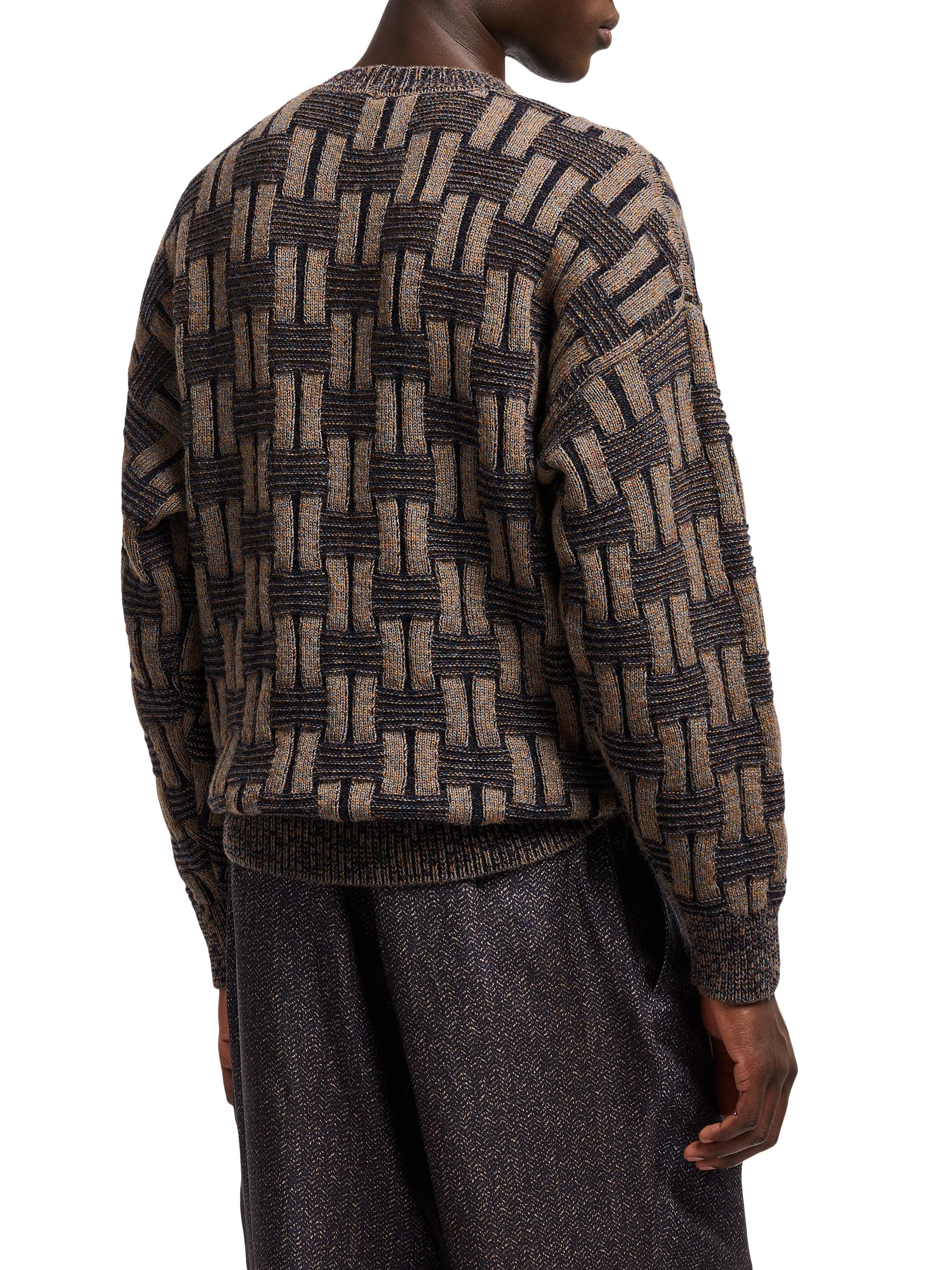 Giorgio Armani Geometric Camel Wool Crewneck Sweater | Saks Fifth