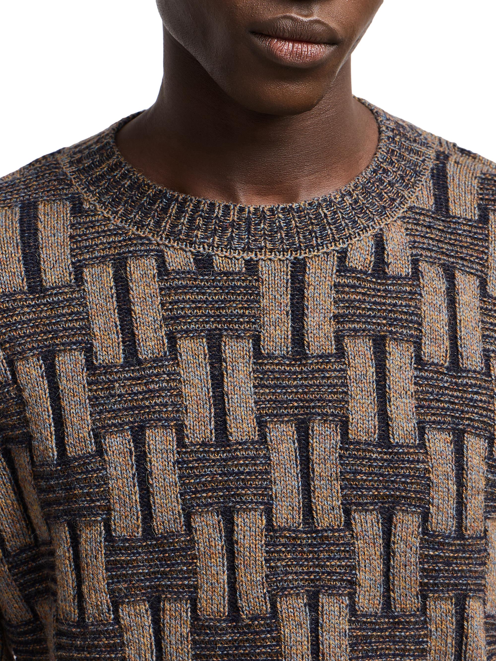 Giorgio Armani Geometric Camel Wool Crewneck Sweater | Saks Fifth