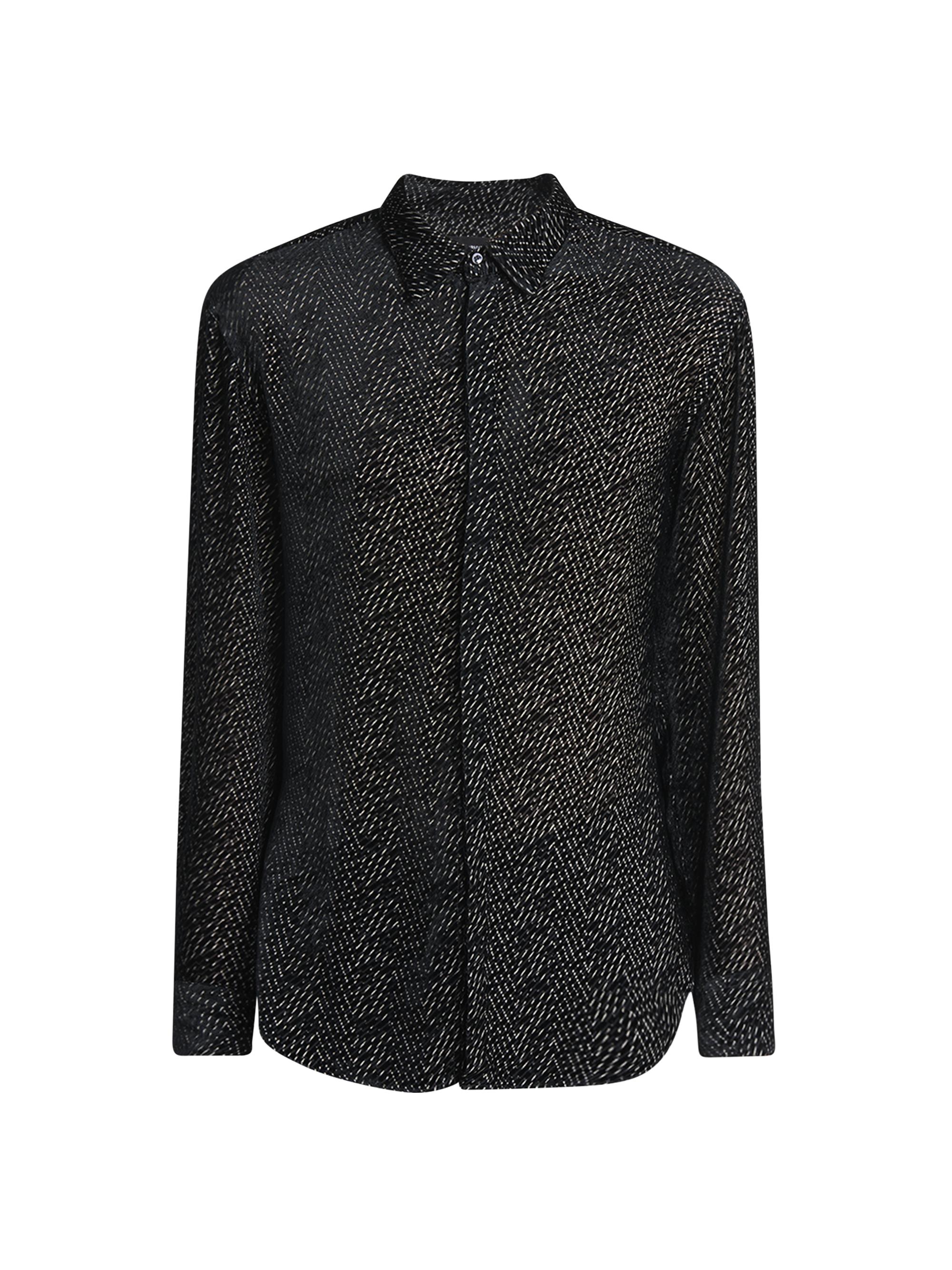 Giorgio Armani Men's Diagonal-Print Dress Shirt - Black