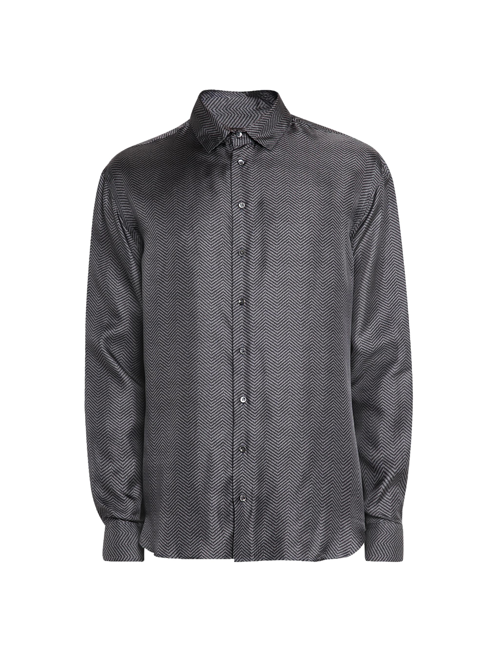 Giorgio Armani Men's Chevron Silk Dress Shirt - Brushed Nickel