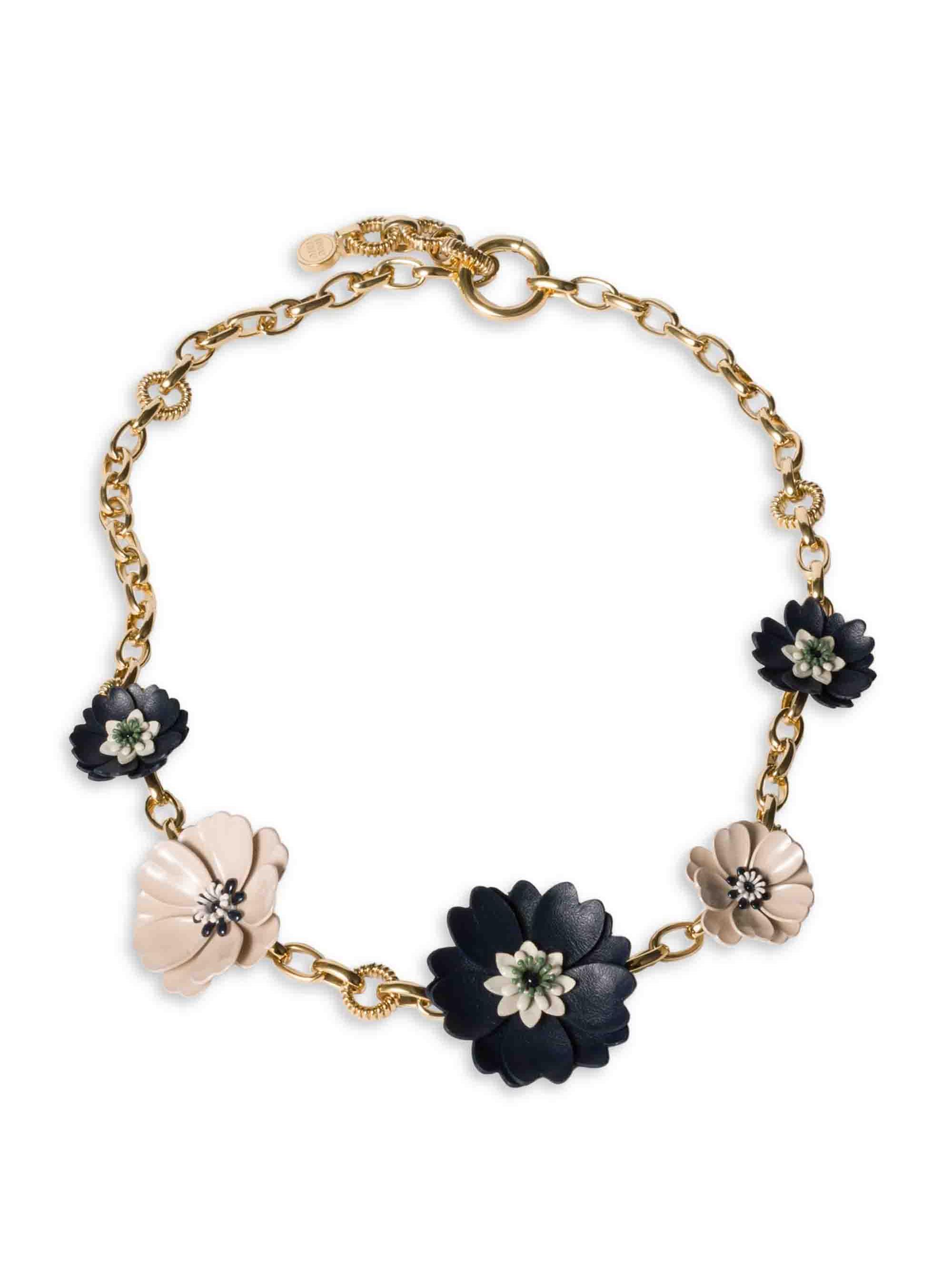 Miu Miu Women's Metal and Pearl Necklace - Blue Sand