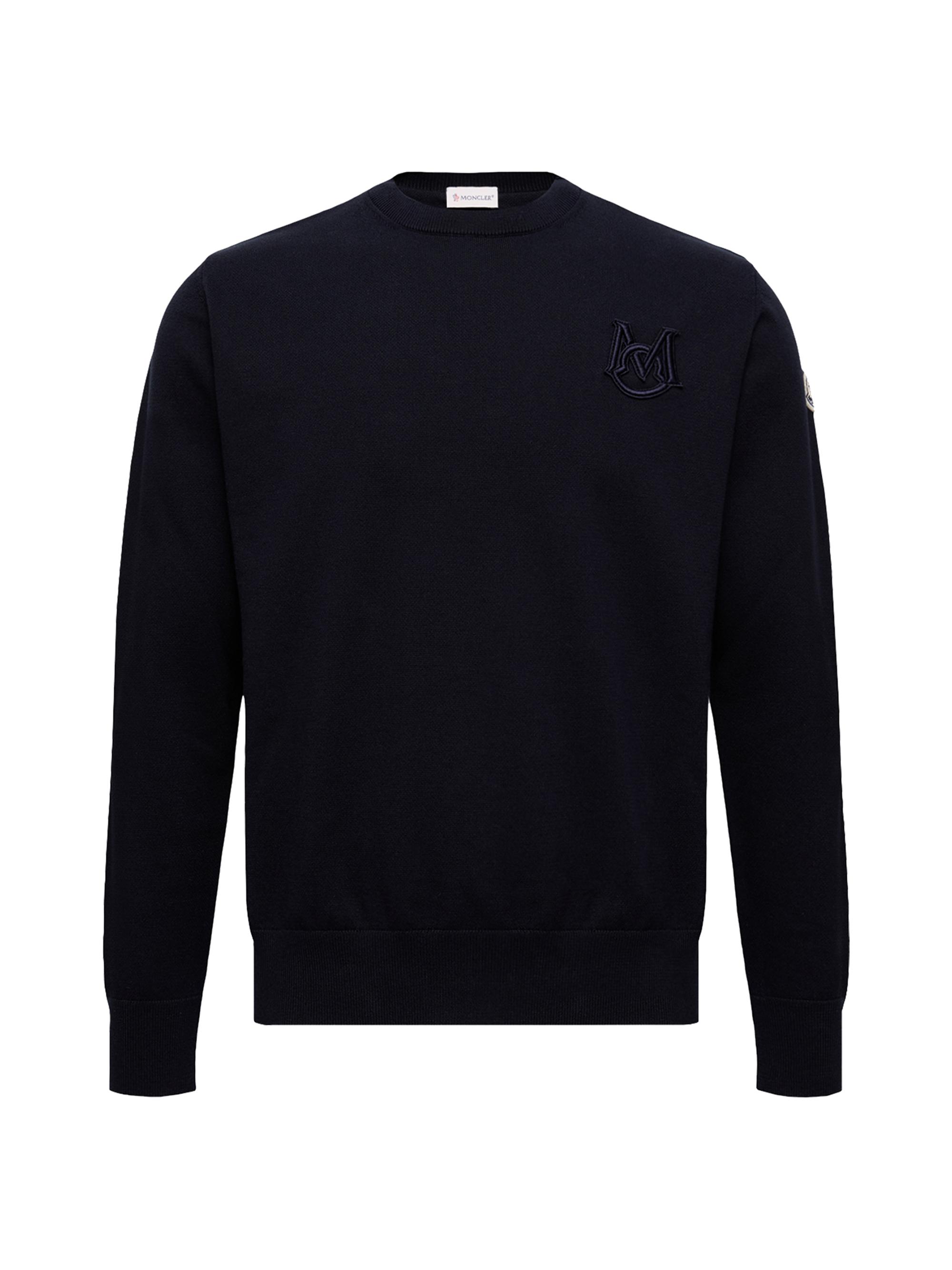 Moncler Men's Crew-Neck Sweater in Cotton - Navy Blue
