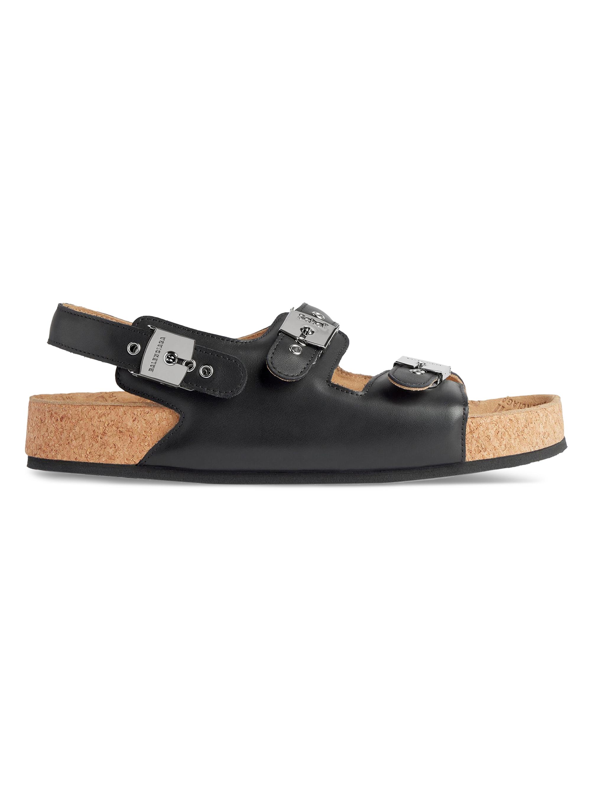 Balenciaga Men's I Scholl Flat Sandals - Black