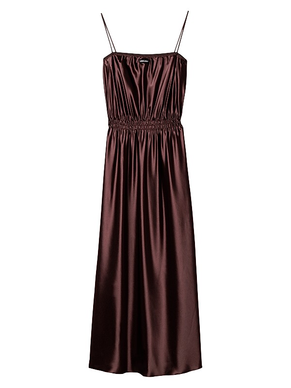 miu dress Miu This luxurious fabric is made of 100% natural fibers providing breathability and durability while making the finished textile easily recyclable and part of our continued efforts to include responsible textiles in the collections.100% silk Natt Wool Cut-Out Dress, F/W