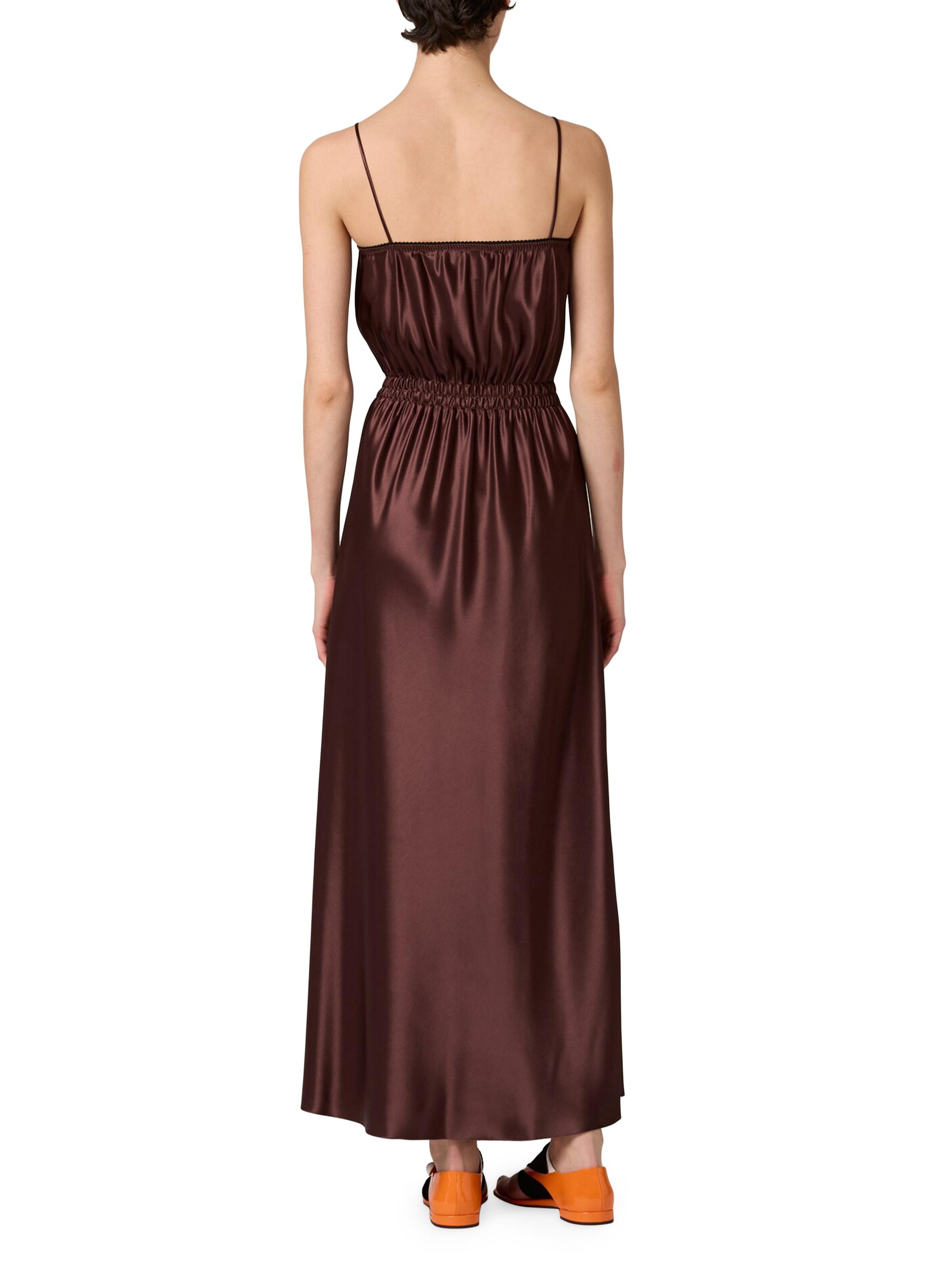 Miu Miu Long Satin Dress, Woman, Cocoa Brown, Size 42