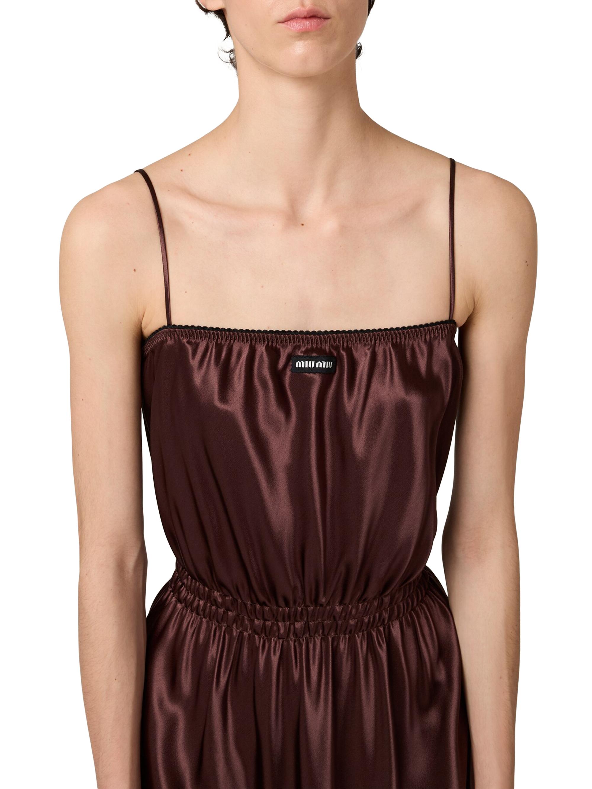 miumiu ミウミウ　ワンピース　ブラウン　XL Miu Miu Long Satin Dress | Saks Fifth Avenue