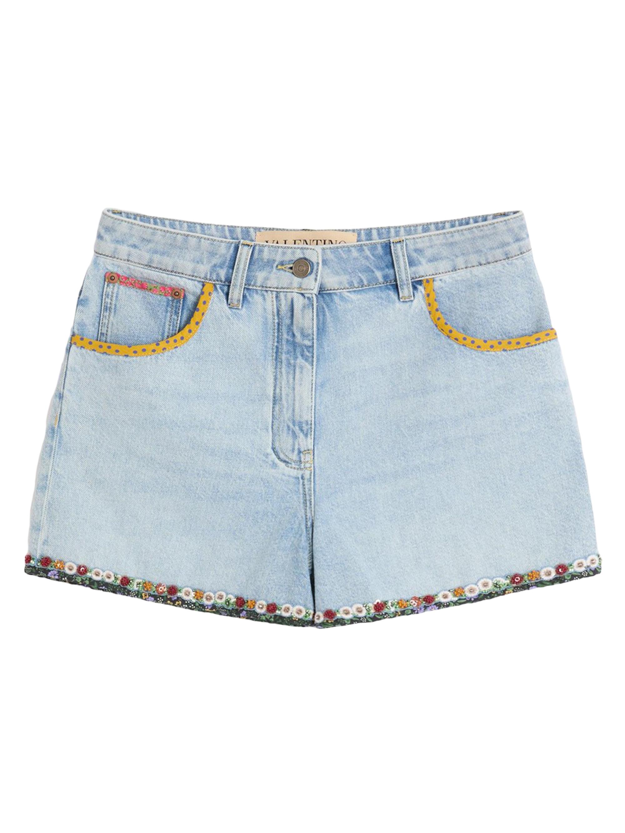 Valentino Garavani Women's Embroidered Denim Shorts - Light Denim