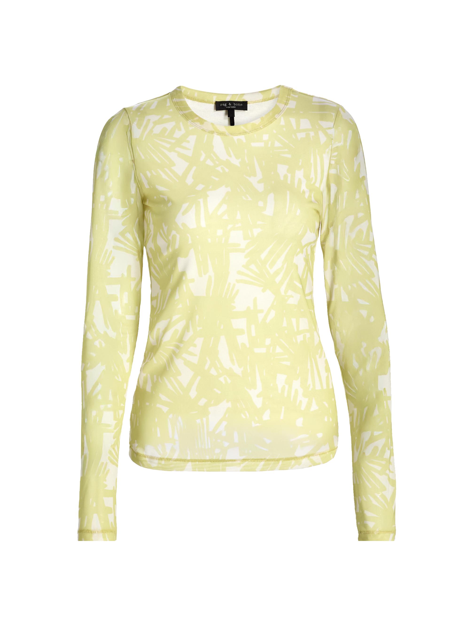 rag & bone Women's Yana Printed Mesh Long-Sleeve Top - Endive