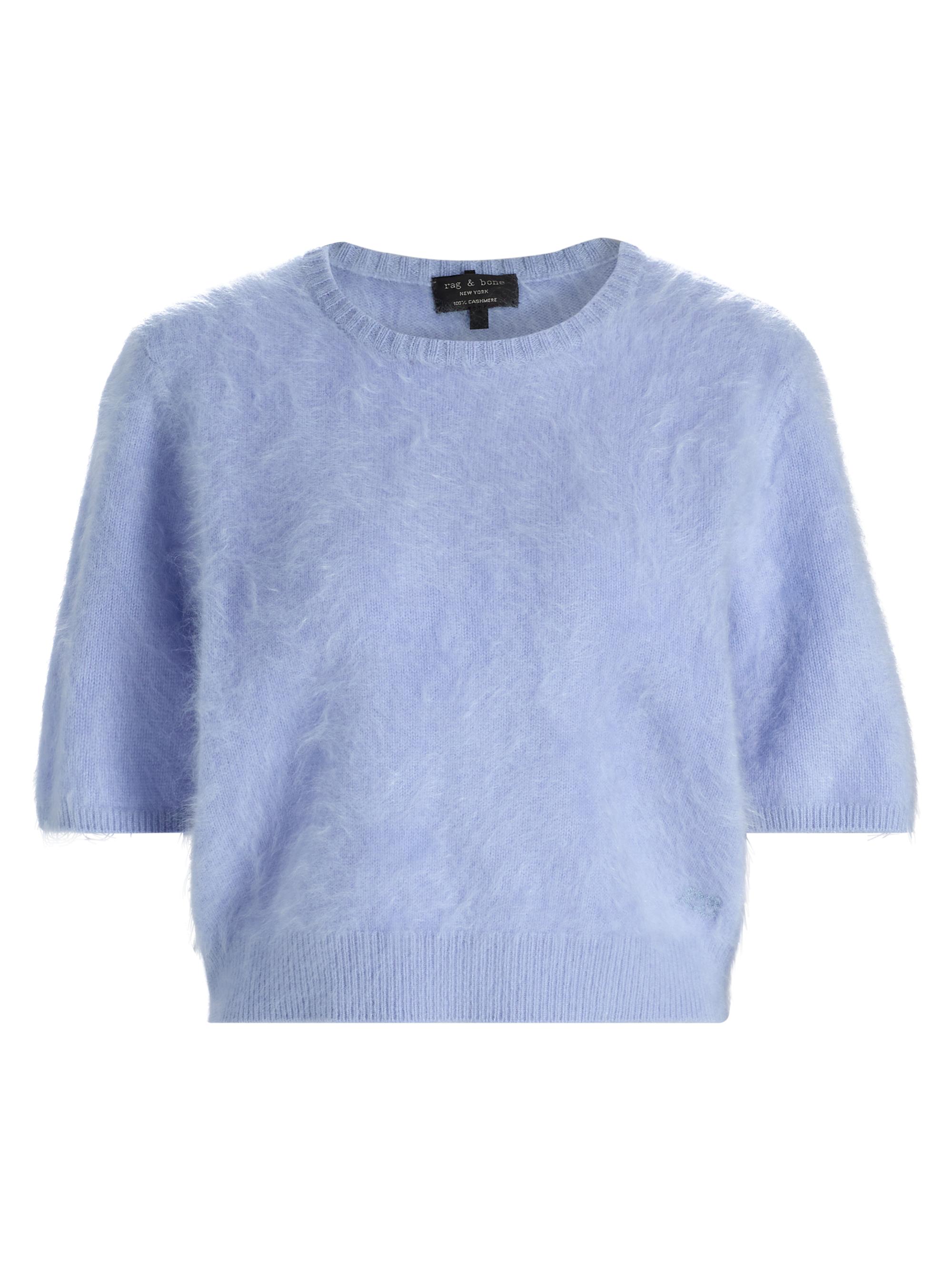 rag & bone Women's Jada Brushed Cashmere Crop Sweater - Light Blue