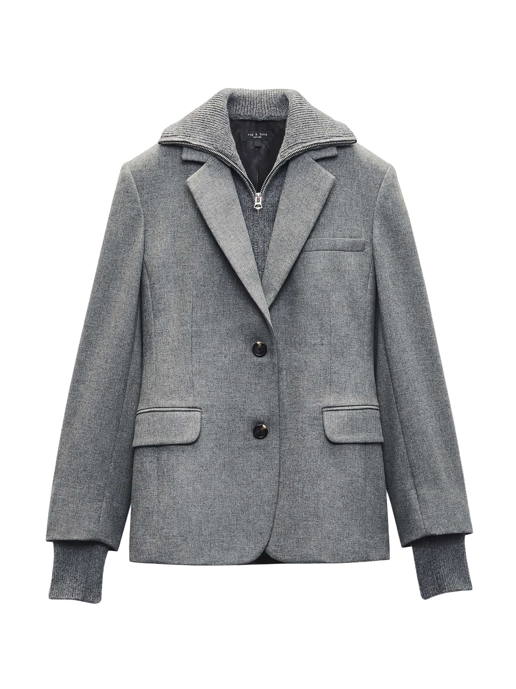 rag & bone Women's Frank Wool-Blend Combo Blazer - Grey