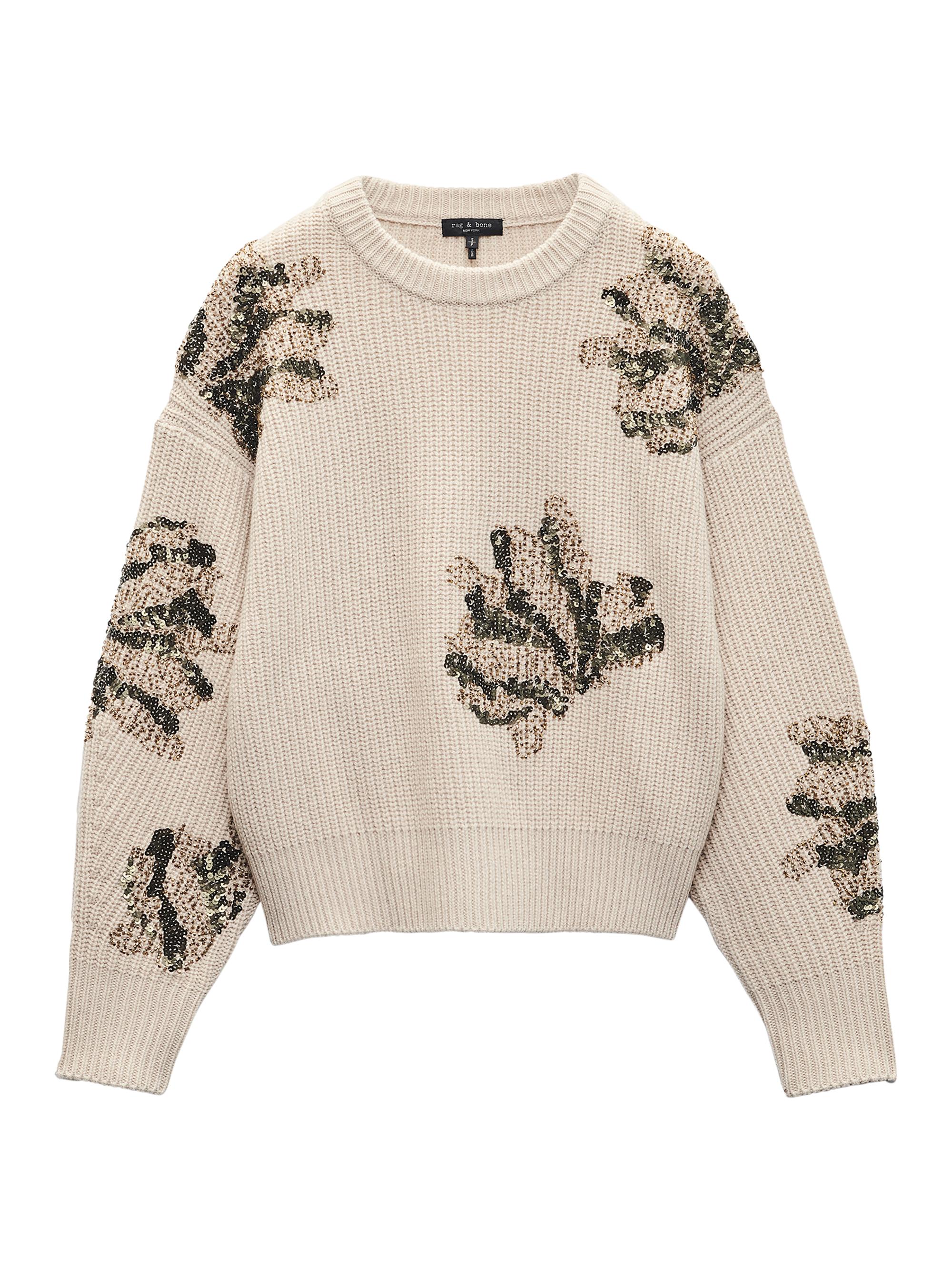 rag & bone Women's Julie Sequined Wool Sweater - Beige